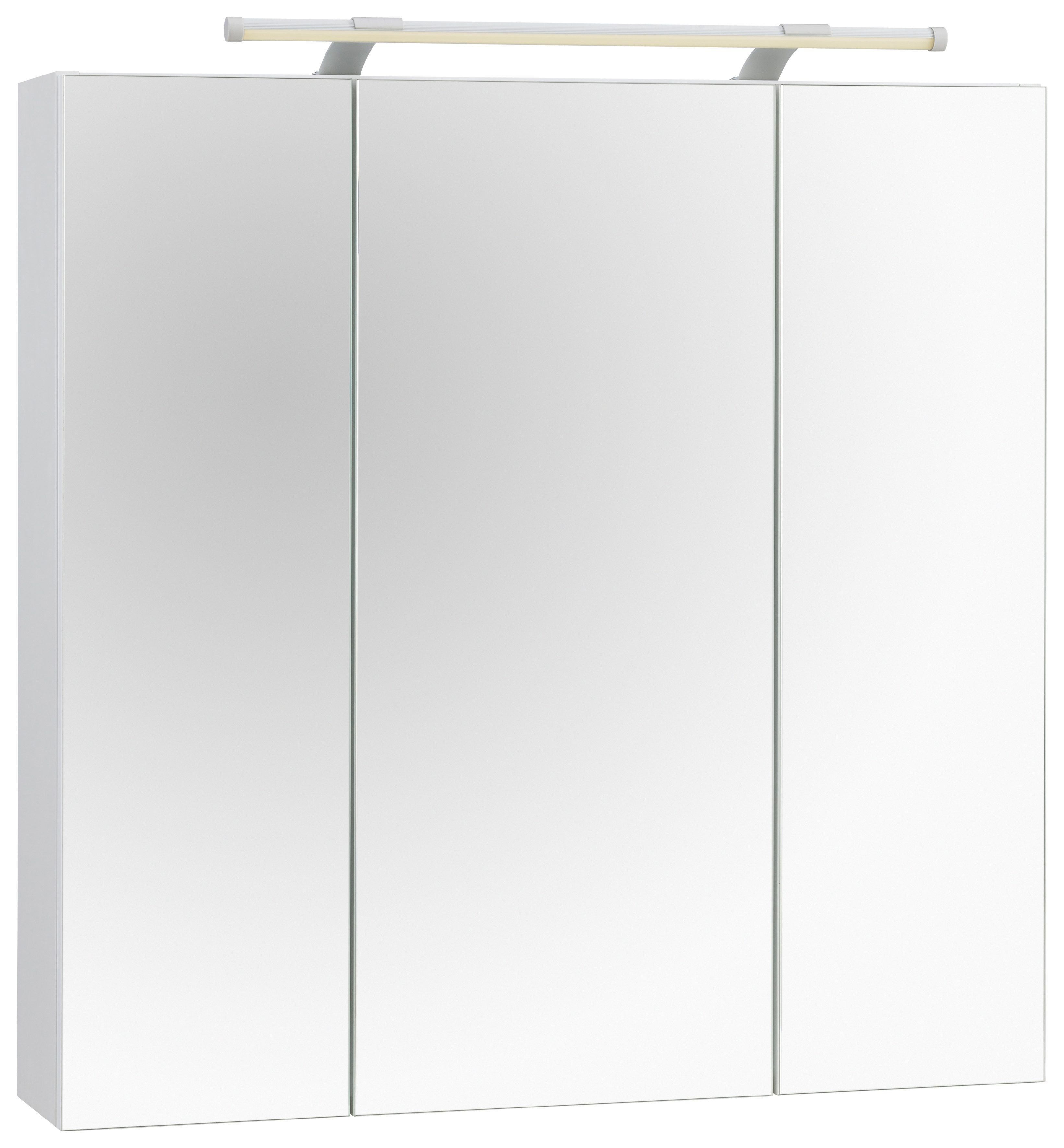 | 70 weiß Glanz Schalter-/Steckdosenbox Spiegelschrank LED-Beleuchtung, weiß 3-türig, Breite Schildmeyer Glanz cm, Dorina