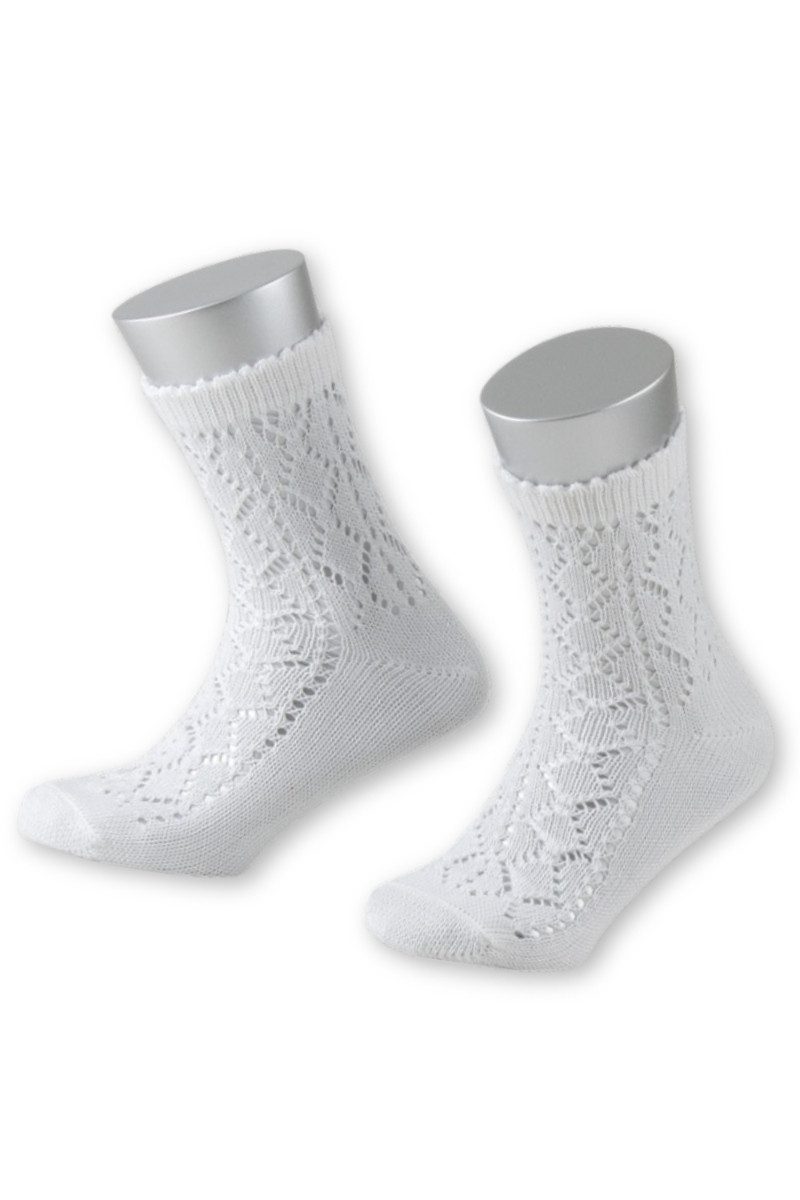 Lusana Trachtensocken Trachtensocken Kinder - AJOUR - weiß