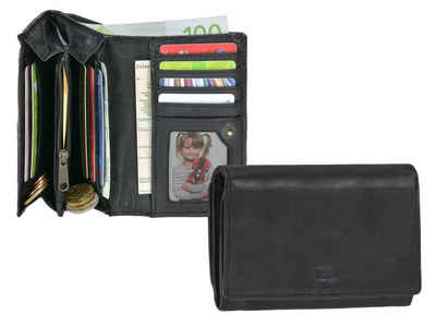 Bear Design Geldbörse »Lieke«, Damenbörse, Portemonnaie, knautschiges Leder in schwarz, 9 Kartenfächer, kompakt