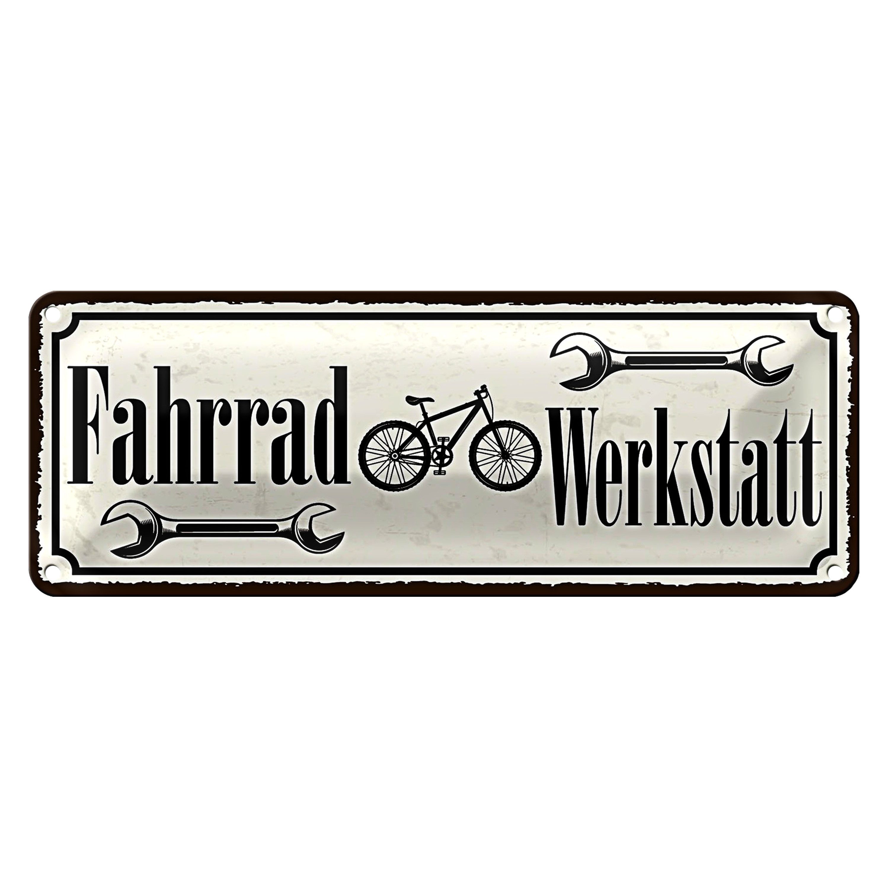 Metallschild Blechschild Hinweis 27x10cm Fahrrad Wekstatt Dekoration