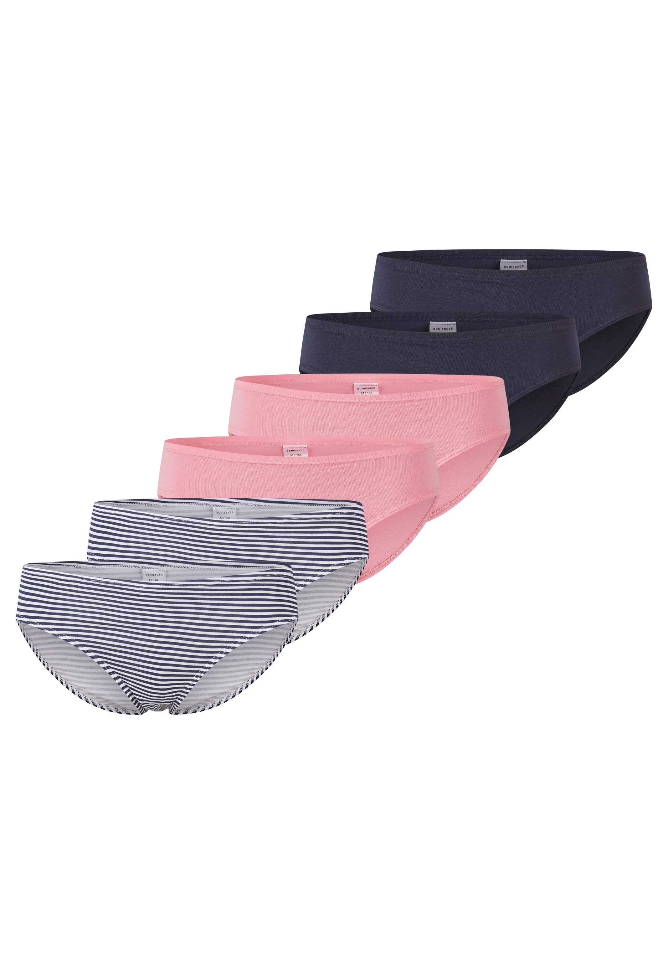 Schiesser Hüftslip 6er Pack Teens Girls 95/5 Organic Cotton (Spar-Set, 6-St) Slip - Baumwolle - Mit softem Bund, Bequemer Beinausschnitt