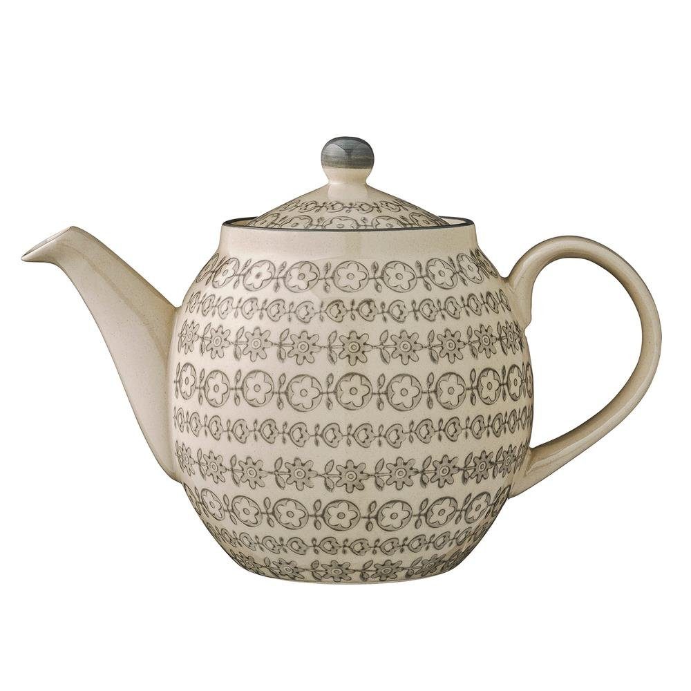 Bloomingville Teekanne Karine Teapot, Grey, Stoneware, 1,2 Liter Teekanne mit Deckel, Keramik Kaffeekanne, dänisches Design, grau. € 23,59