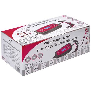 IWH 4A Batterieladegerät vollautomatisch 6/12V Autobatterie-Ladegerät (Ladeüberwachung, Ladungserhaltung, Start/Stopp geeignet)