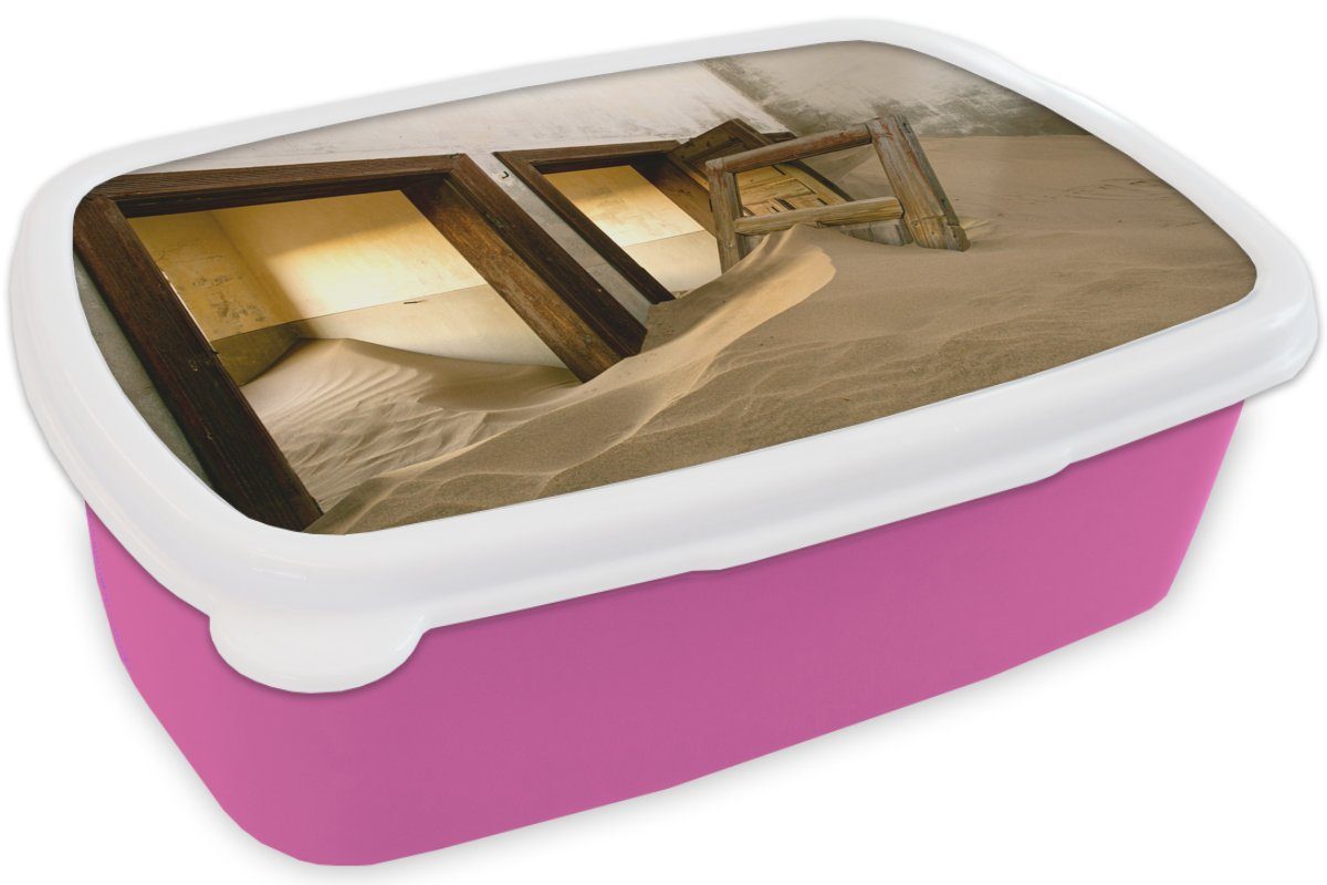 - rosa Wüste MuchoWow Lunchbox Mädchen, Brotbox Kunststoff, Architektur Tür, - Erwachsene, für - Snackbox, Brotdose Sand (2-tlg), Kinder, Kunststoff