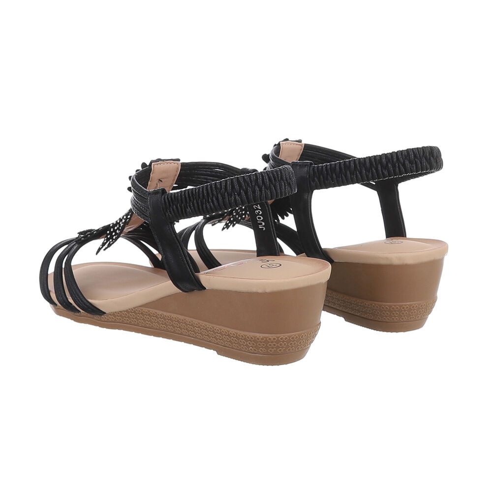 Ital-Design Damen Freizeit Keilsandalette (86016678) Keilabsatz/Wedge Keilsandaletten in Schwarz