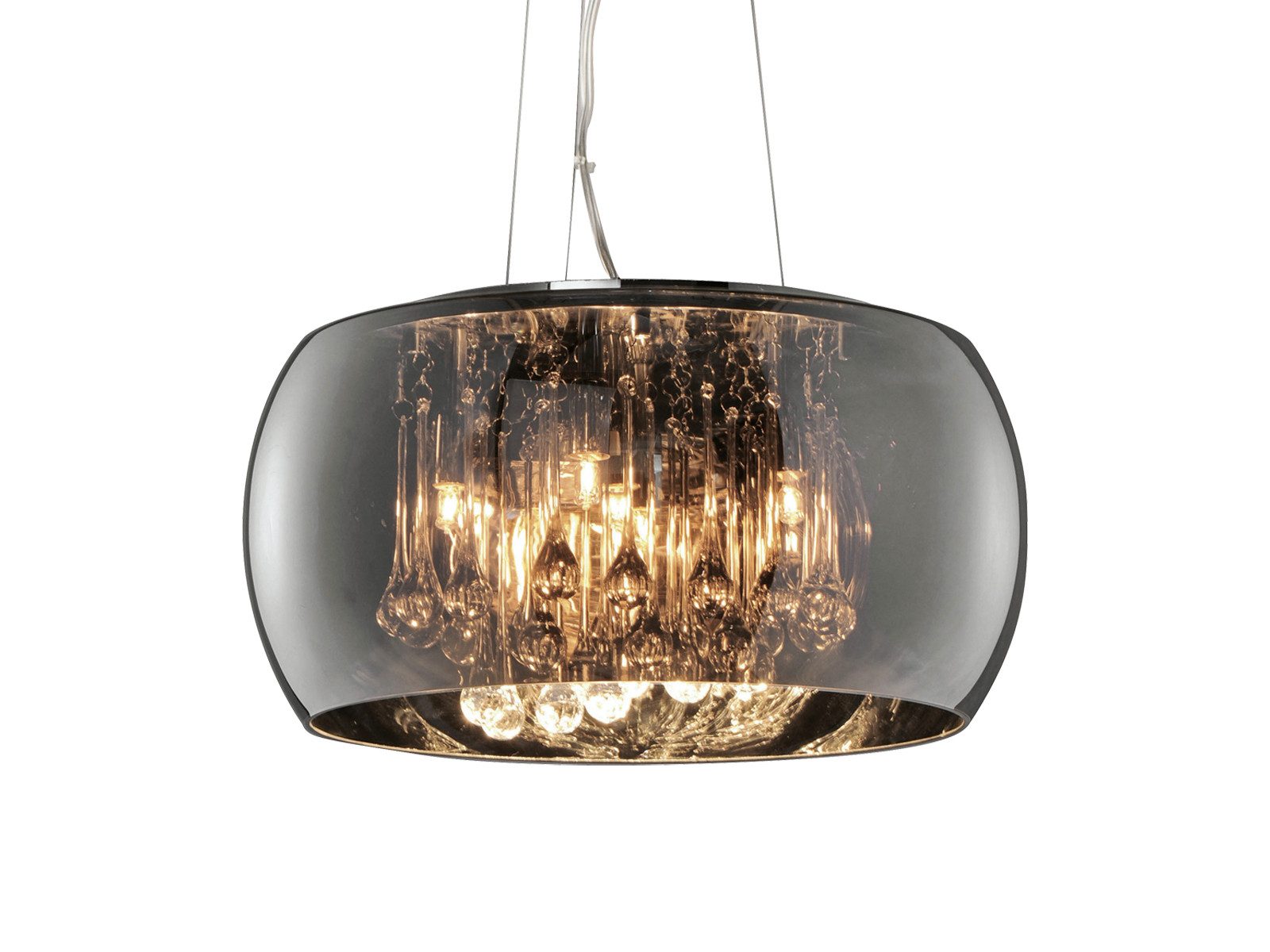 TRIO Leuchten LED Pendelleuchte, LED wechselbar, Warmweiß, Designer-lampen Лампыschirm Rauch-glas Kristall übern Esstisch, Ø40cm