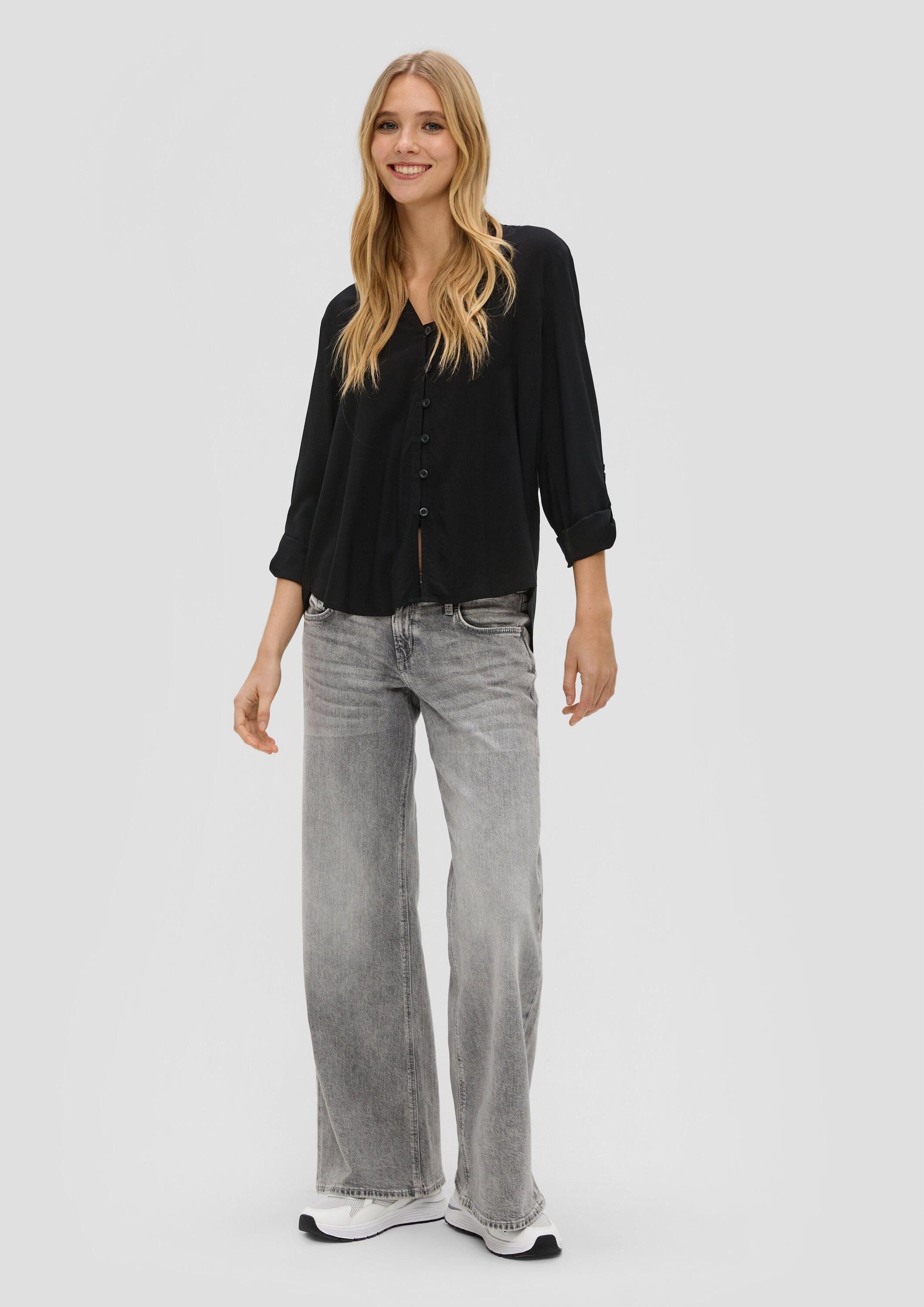 QS Langarmbluse Bluse Viskosebluse mit Turn-up-Funktion