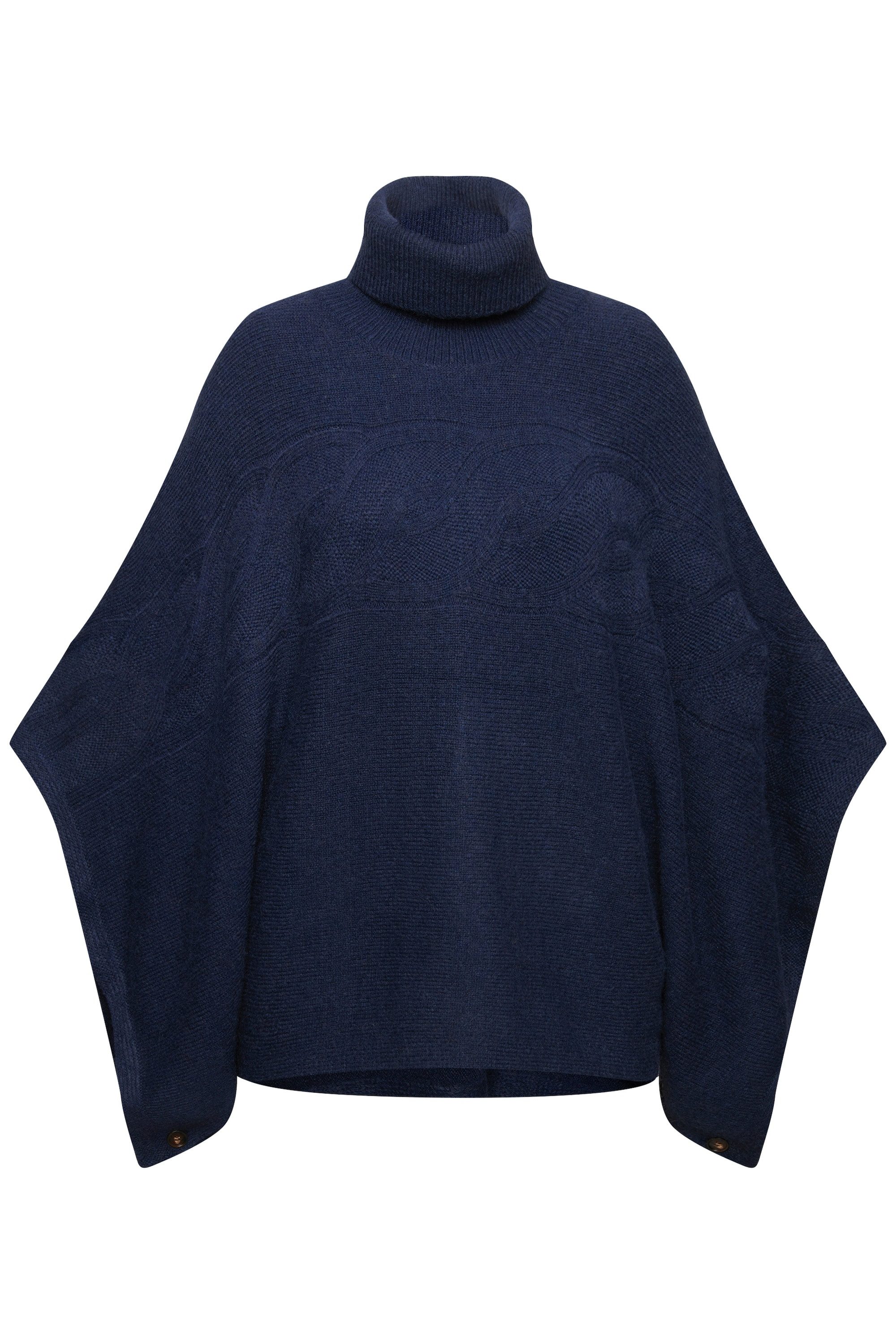 Ulla Popken Strickpullover Poncho Rollkragen oversized günstig online kaufen
