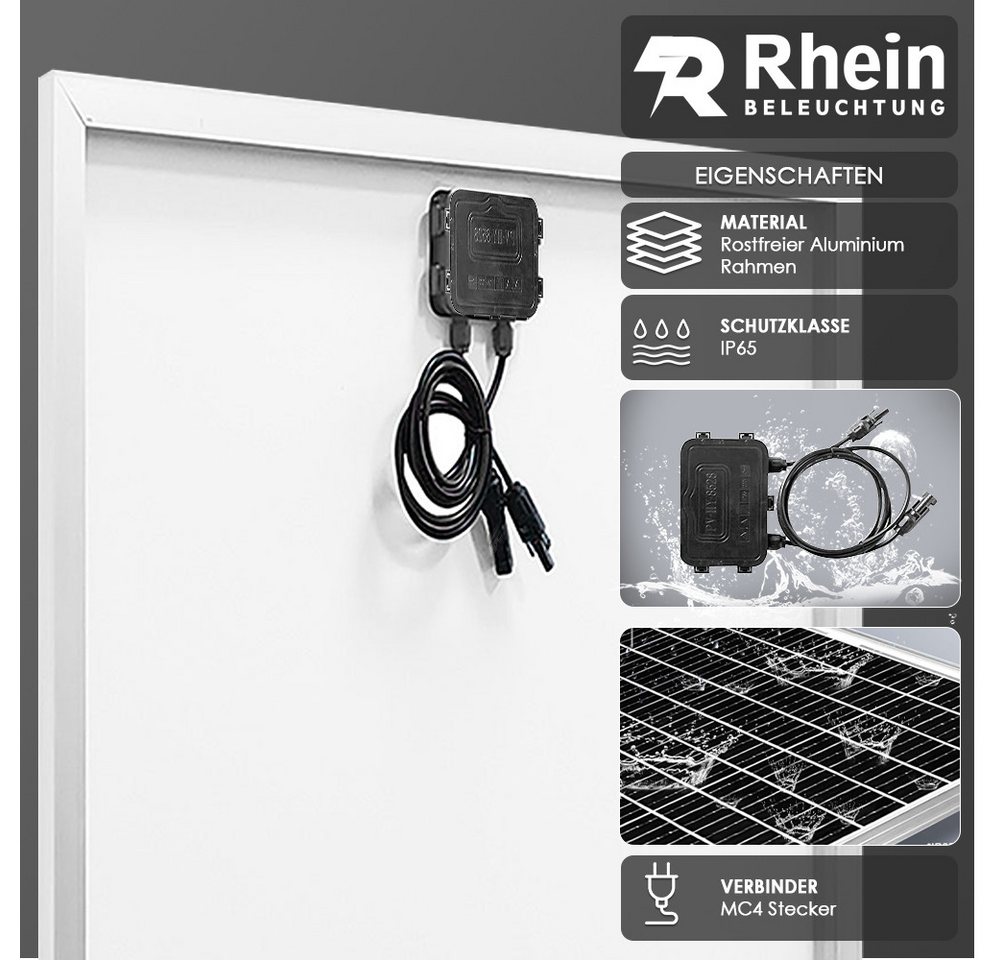 Thumbnail - Rhein Beleuchtung Solarmodul 250W 12V Solar Set Wohnmobil Camper Boot Camping Offgrid, (Inkl. 3m MC4 Kabel MC4 Stecker A...