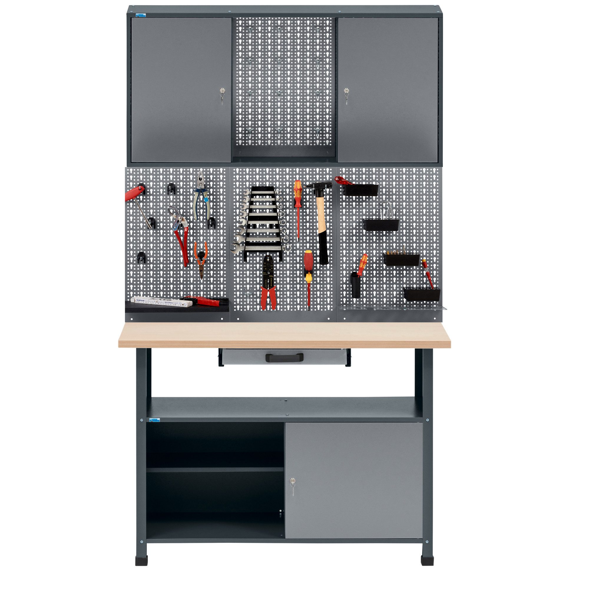 KÜPPER Werkbank Aktions-Werkstatt-Set 14135, 120 cm breit, 3 -tlg. Lochwand