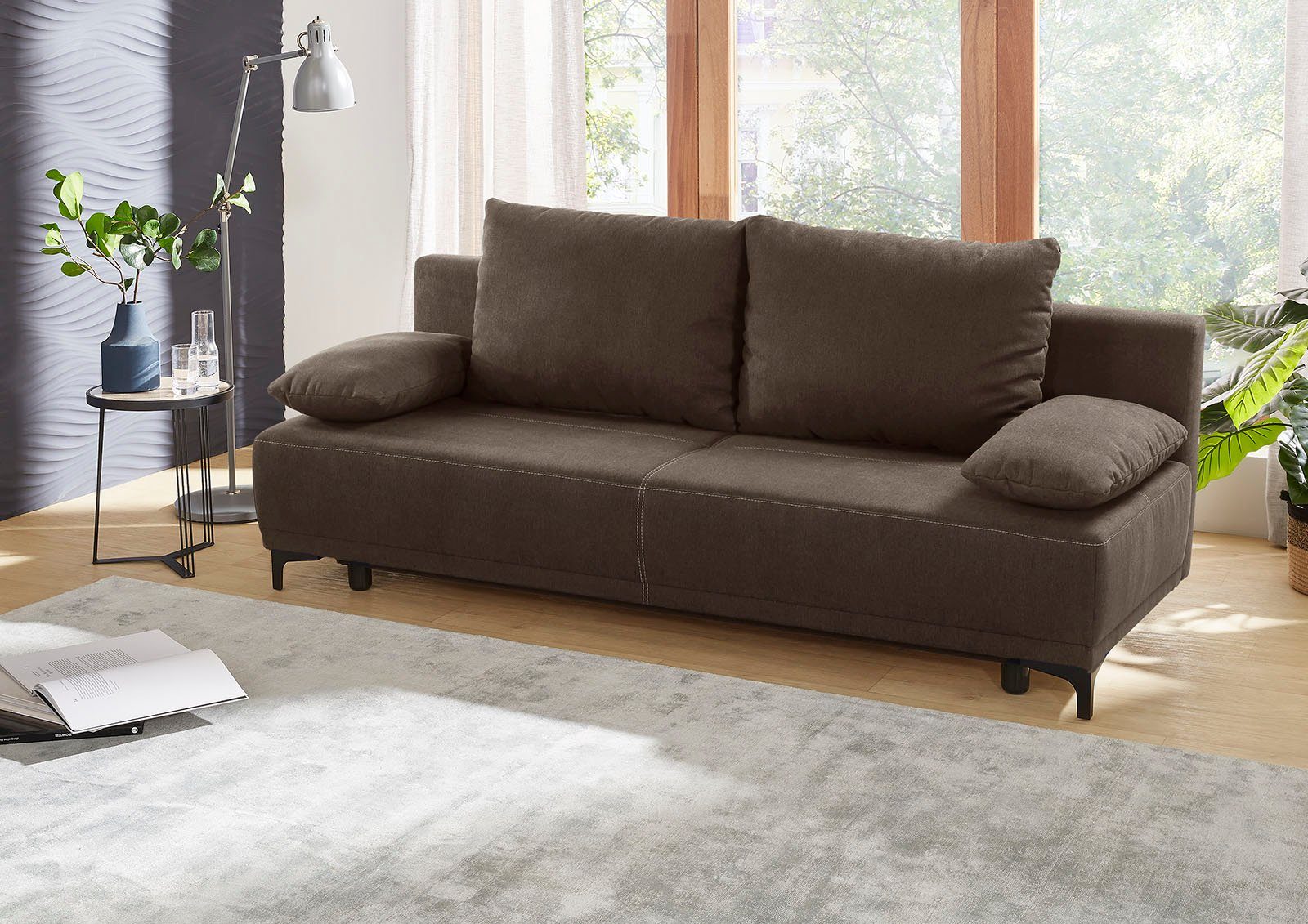 | braun praktischer braun stellbar Schlafsofa Bettfunktion, Jockenhöfer Raum Gruppe Luigi, Stauraum/Bettkasten, im frei