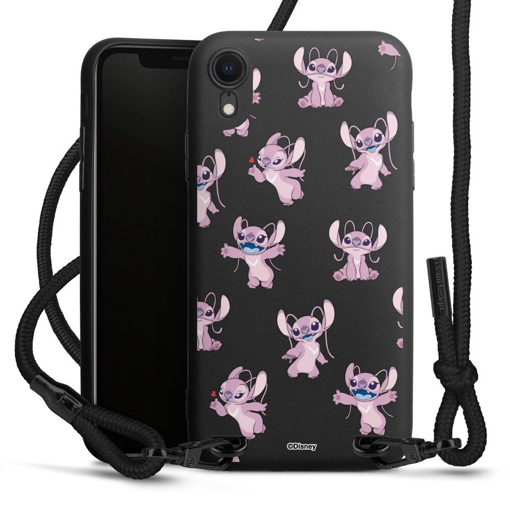 DeinDesign Handyhülle Lilo & Stitch Engel Disney Angel Faces Pattern Transparent, Apple iPhone Xr Premium Handykette Hülle mit Band Case zum Umhängen