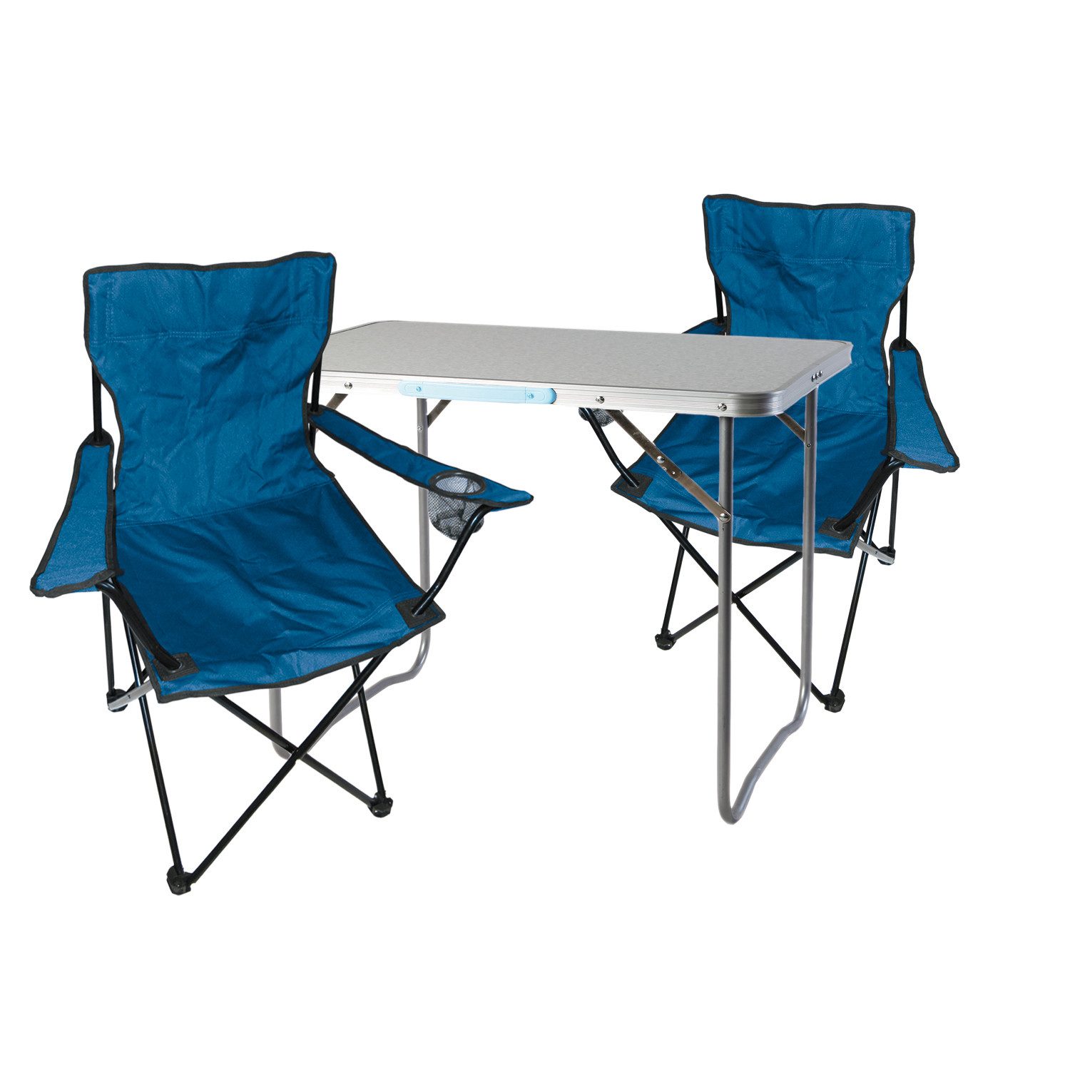 Essgruppe 3-teiliges Campingmöbel Set Tisch + Campingstühle/Anglerstühle Blau