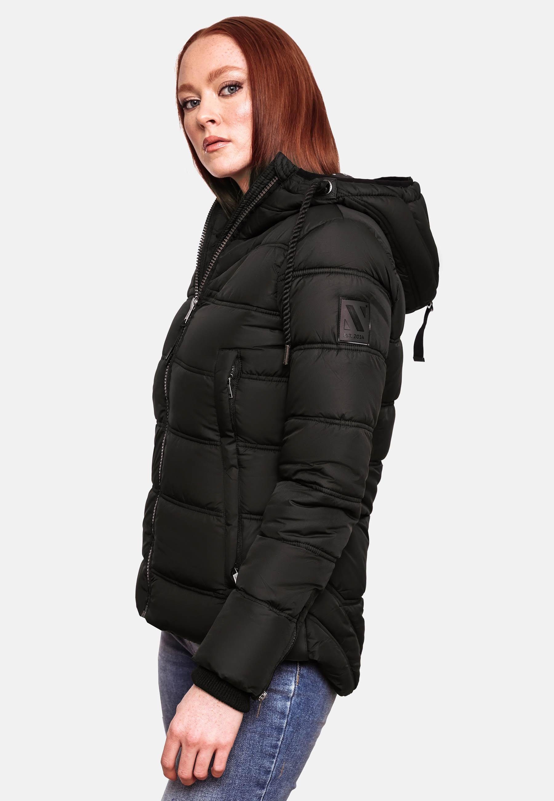 Navahoo Steppjacke Renesmee warm mit gesteppte Winterjacke schwarz Kapuze