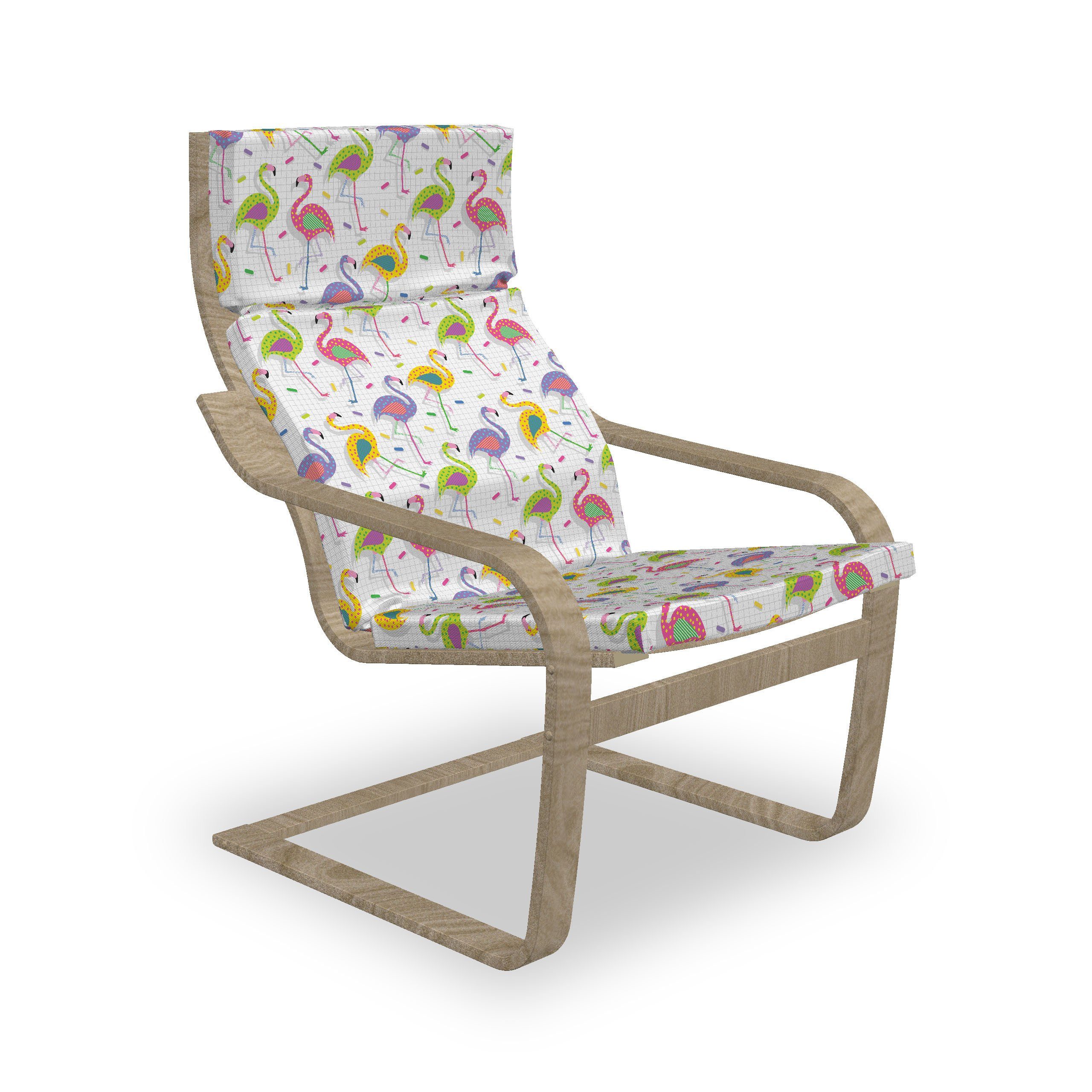 Abakuhaus Stuhlkissen Sitzkissen mit Stuhlkissen mit Hakenschlaufe und Reißverschluss, Flamingo Retro bunte Muster