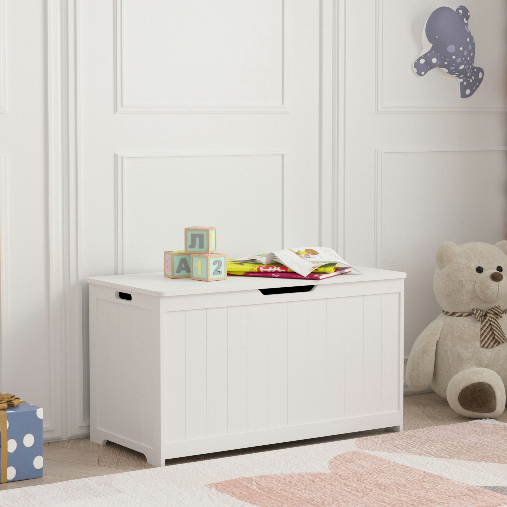 en.casa Kiste, »Podek« 80x40x44,5 cm Weiß