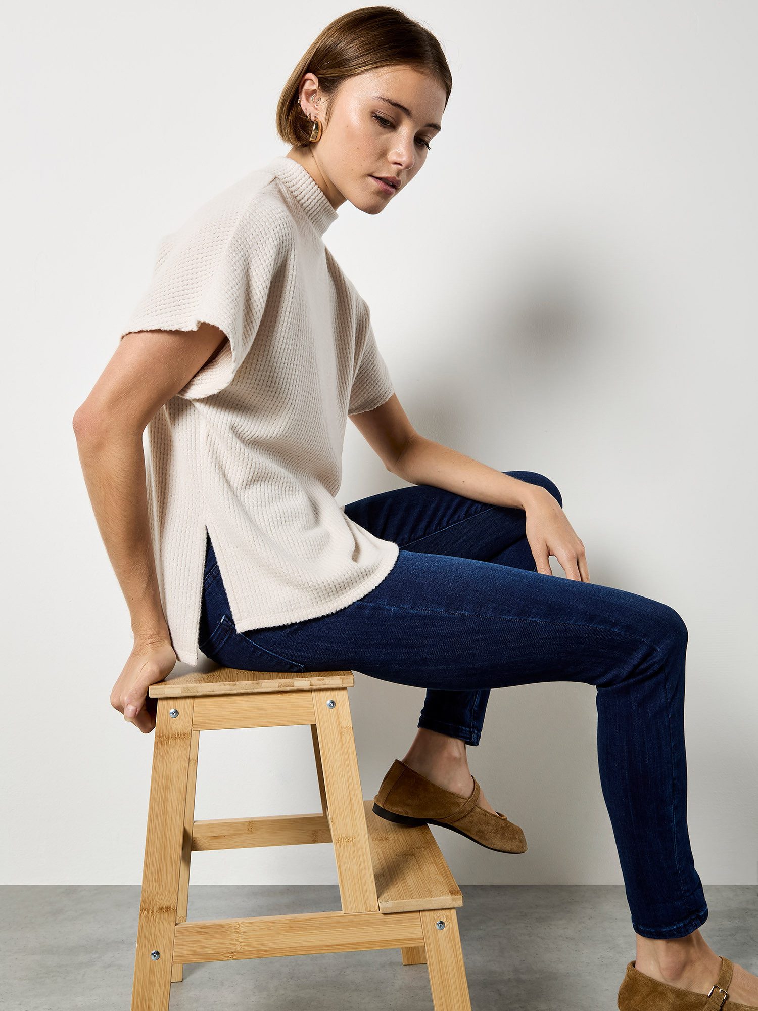 Apricot Fledermausshirt Kurzarmshirt mit Fledermausärmeln
