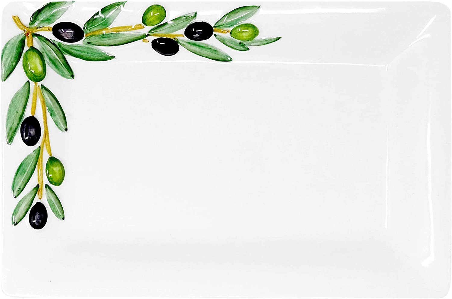 aus Anrichteplatte x Keramik, Servierteller 20 eckige Lashuma handgemacht Olive, (1-tlg., Italien 32 cm),