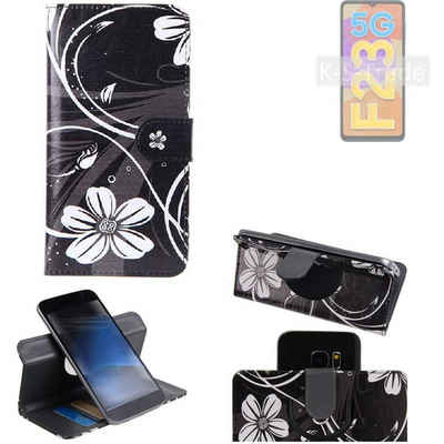 K-S-Trade Handyhülle für Samsung Galaxy F23 5G, Schutzhülle Handyhülle Hülle 360° Wallet Case ''Flowers''