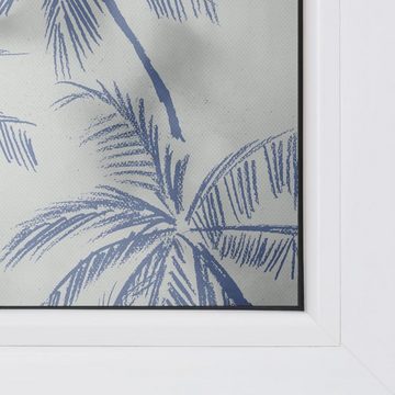 Fensterfolie Fensterfolie selbstklebend, Sichtschutz, Blueprint Palms - Blau, LICHTBLICK ORIGINAL, blickdicht, glatt