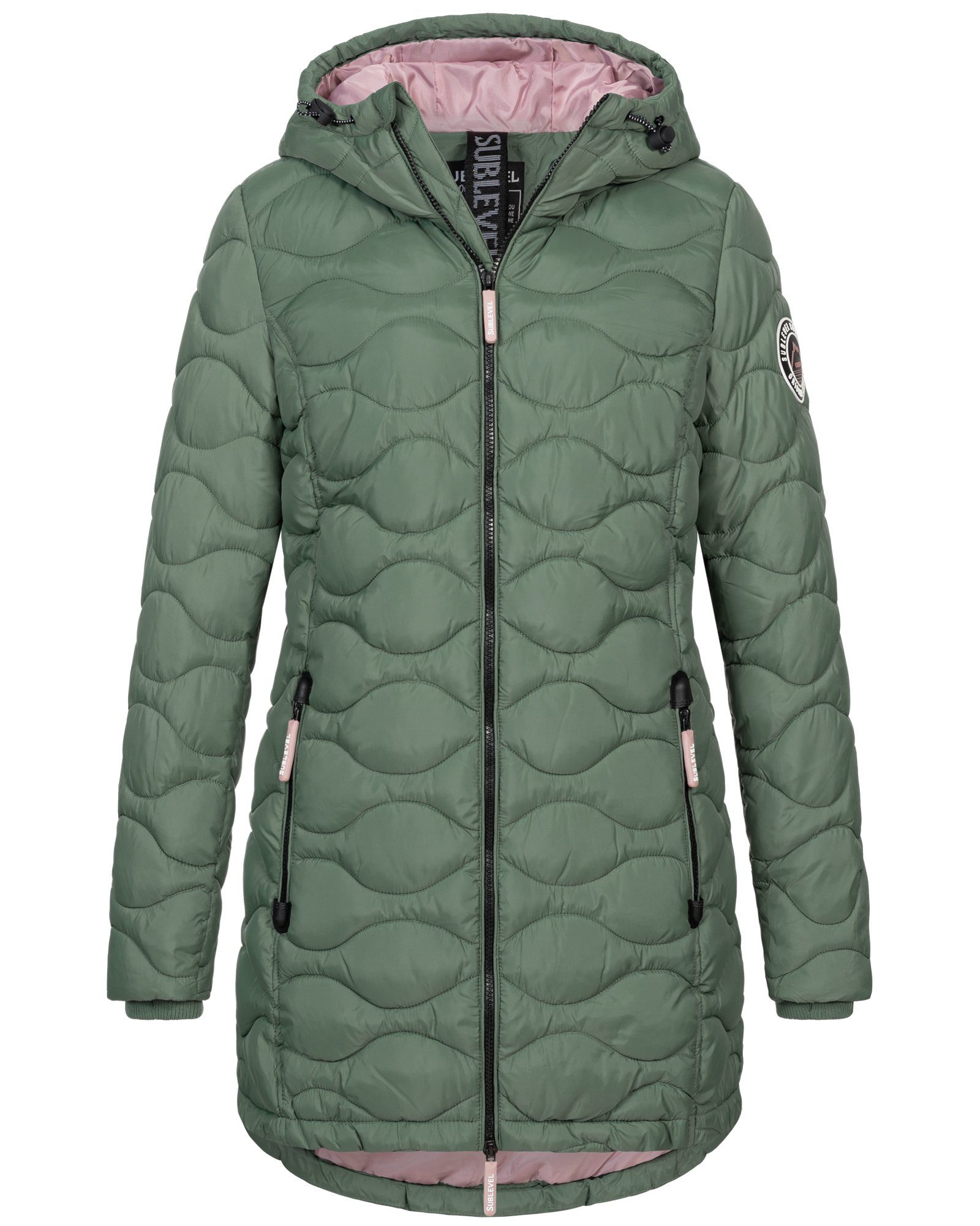 SUBLEVEL Steppjacke Damen Winter Jacke Mantel Parka Steppjacke Steppmantel Wintermantel Forest-green