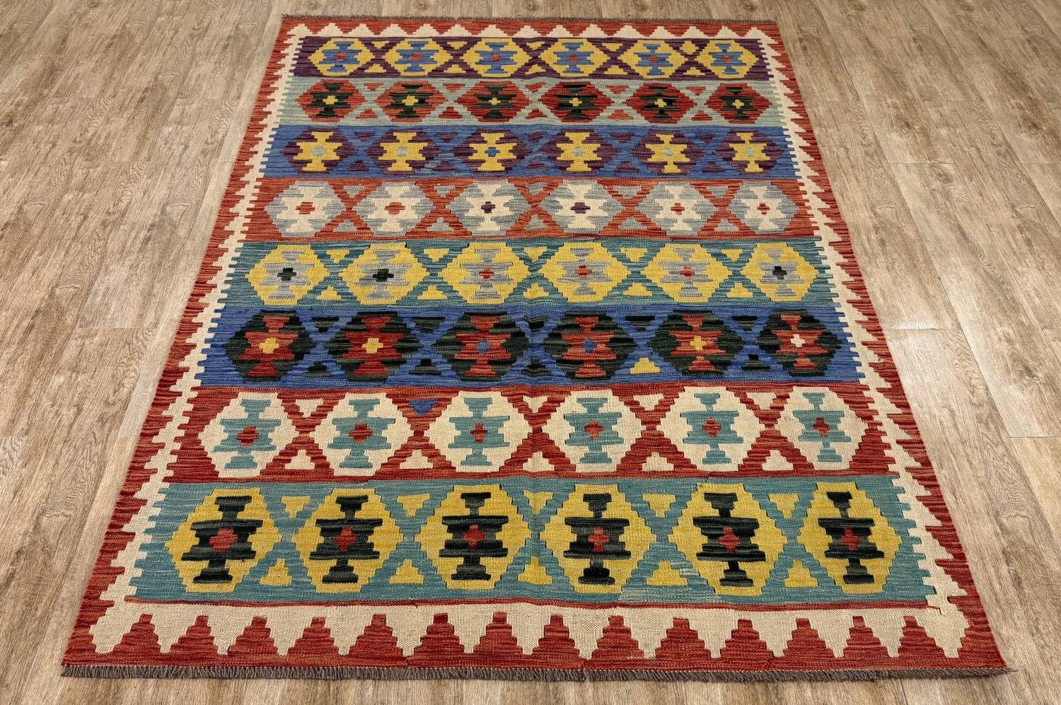 Rug Studios Teppich KELIM ORIGINAL HANDGEARBEITET, Rechteckig, Höhe: 5 mm, Handgefertigt, 172 x 235 cm, Multi