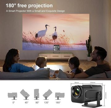 LQWELL Mini Native 1080P 4K Heimkino unterstützt WiFi 6 Portabler Projektor (300 lm, 180-Grad-Winkel, 150-Zoll-Display für Phone/PC/Lap/Xbox/Stick)