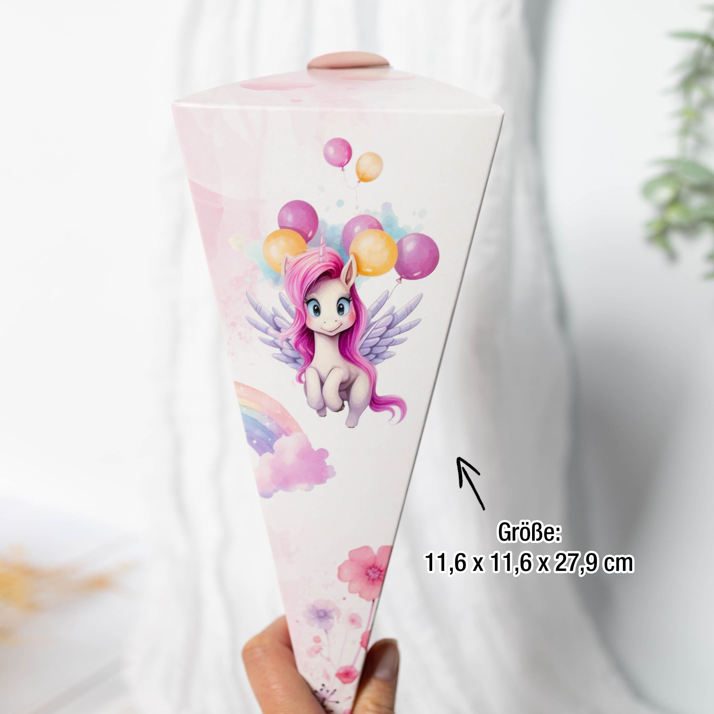 TOBJA Schultüte Kleine Geschwister Schultüte Einhorn - Zuckertüte Mädchen, Mini Schultüte im Einhorn Design Schulanfang