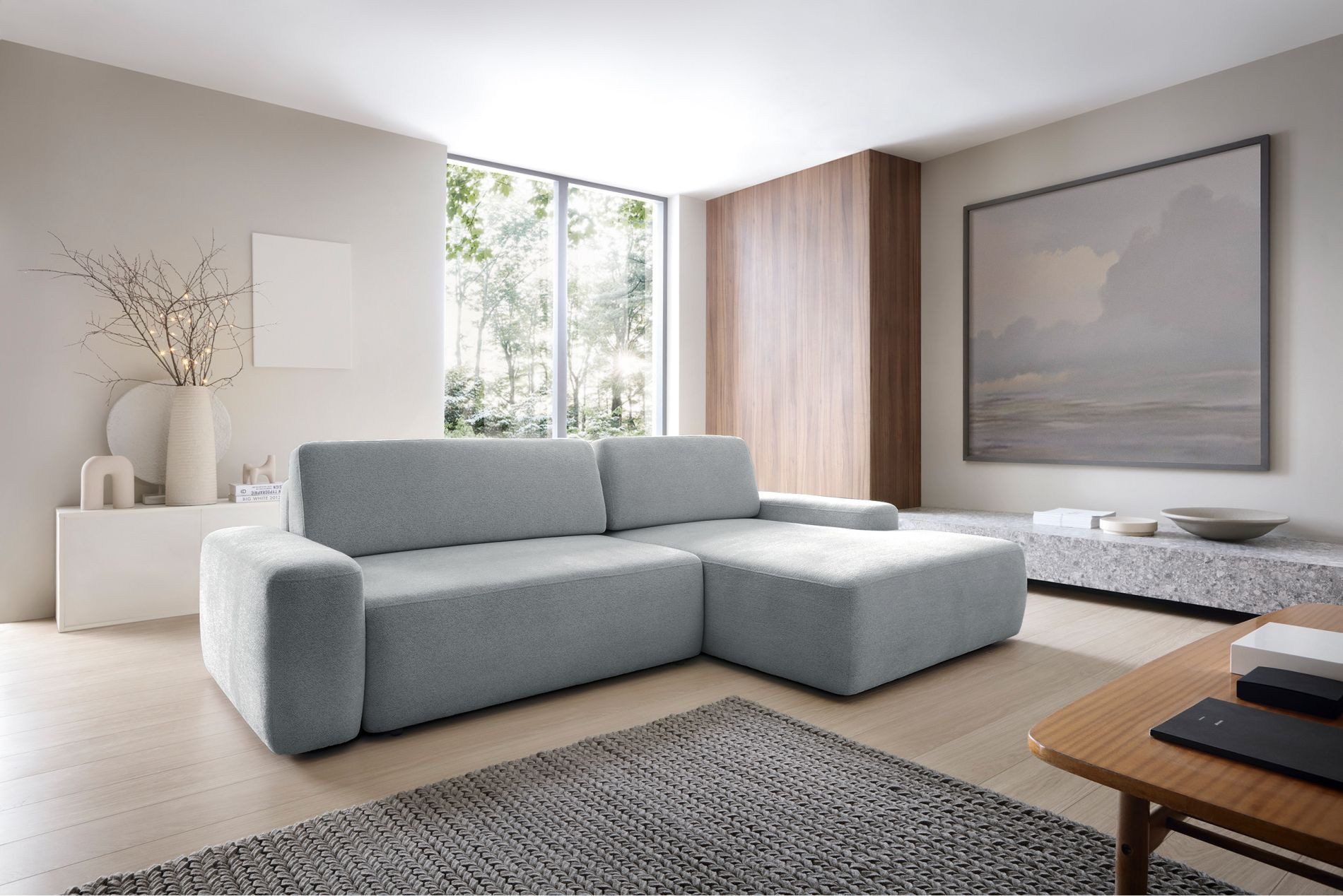 Selsey Ecksofa BALEO, Ecksofa mit Schlaffunktion, Stauraum und Chenille-Bezug