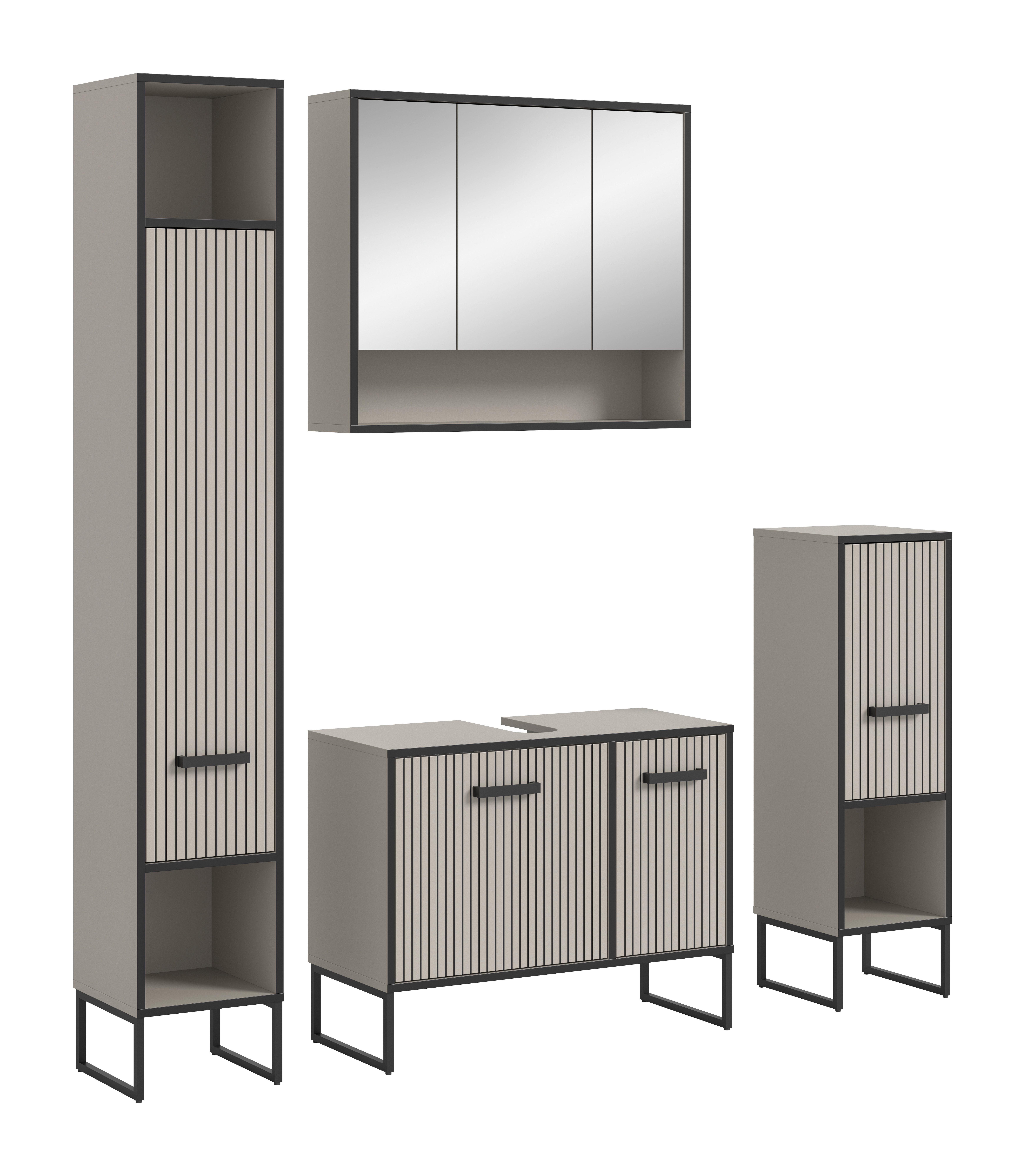 welltime Badmöbel-Set Locri, Breite 170 cm, Rillenoptik, Metallkufen, (4-St günstig online kaufen
