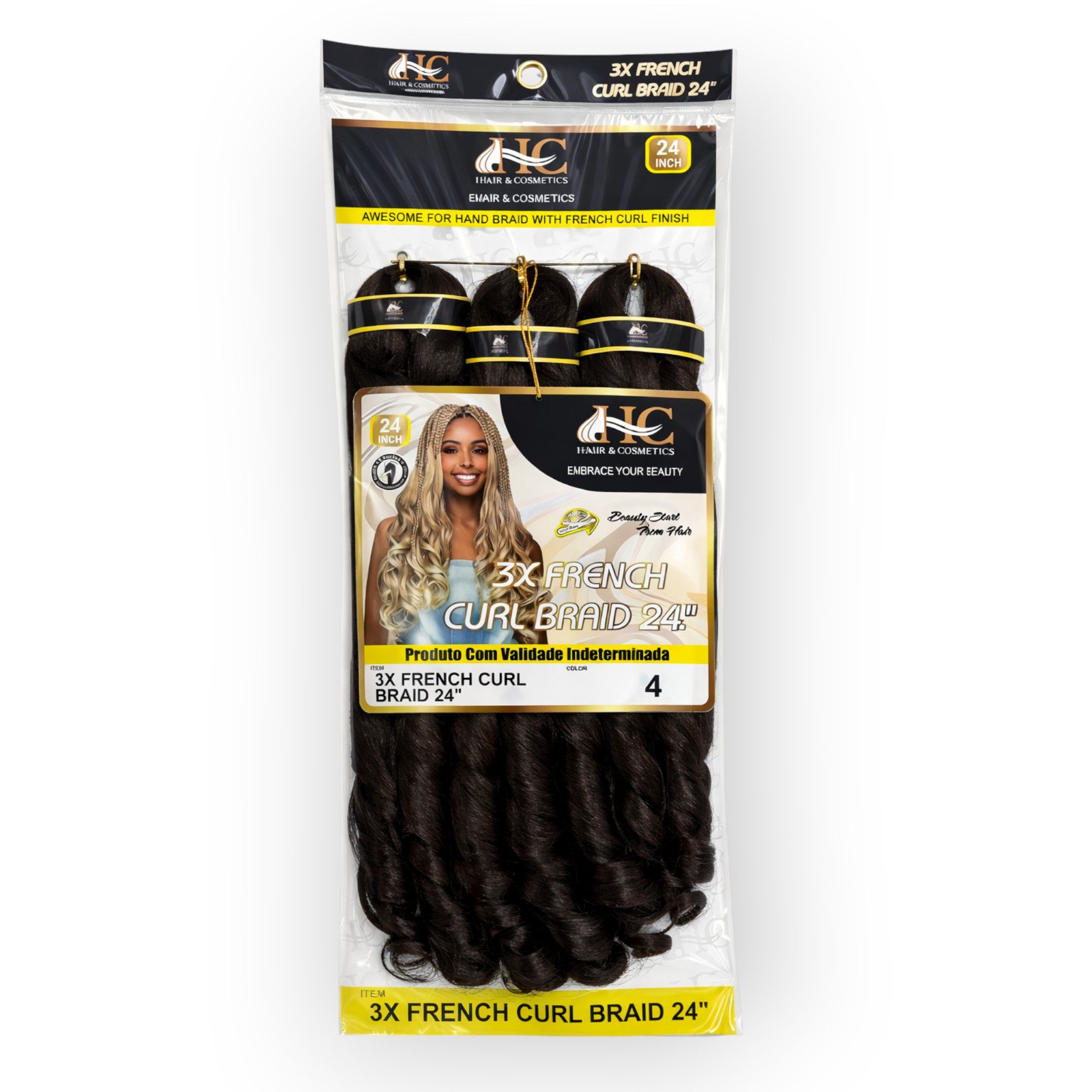 HC Kunsthaar-Extension French Curl Crochet Braid 3X, 24 Zoll (60 cm), 250 g, Voluminös, Lockig, Hitzebeständig, Weich, Natürlich, Vielseitig