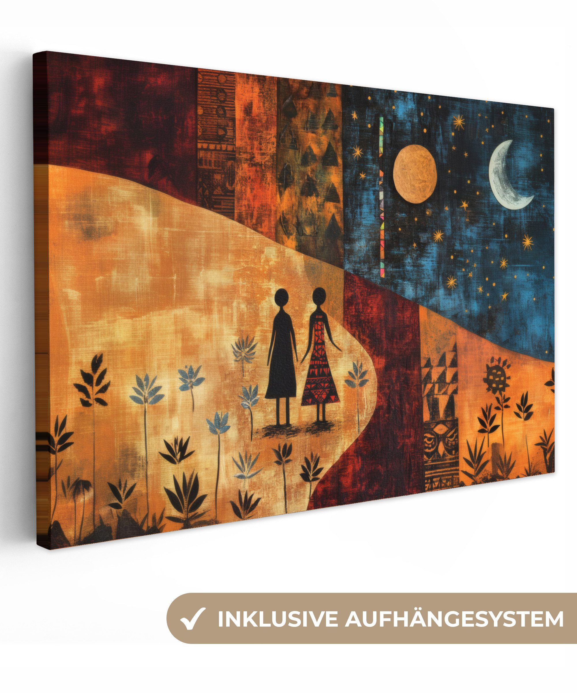 OneMillionCanvasses® Leinwandbild Scherenschnitte - Abstrakt - Sonne - Mond günstig online kaufen