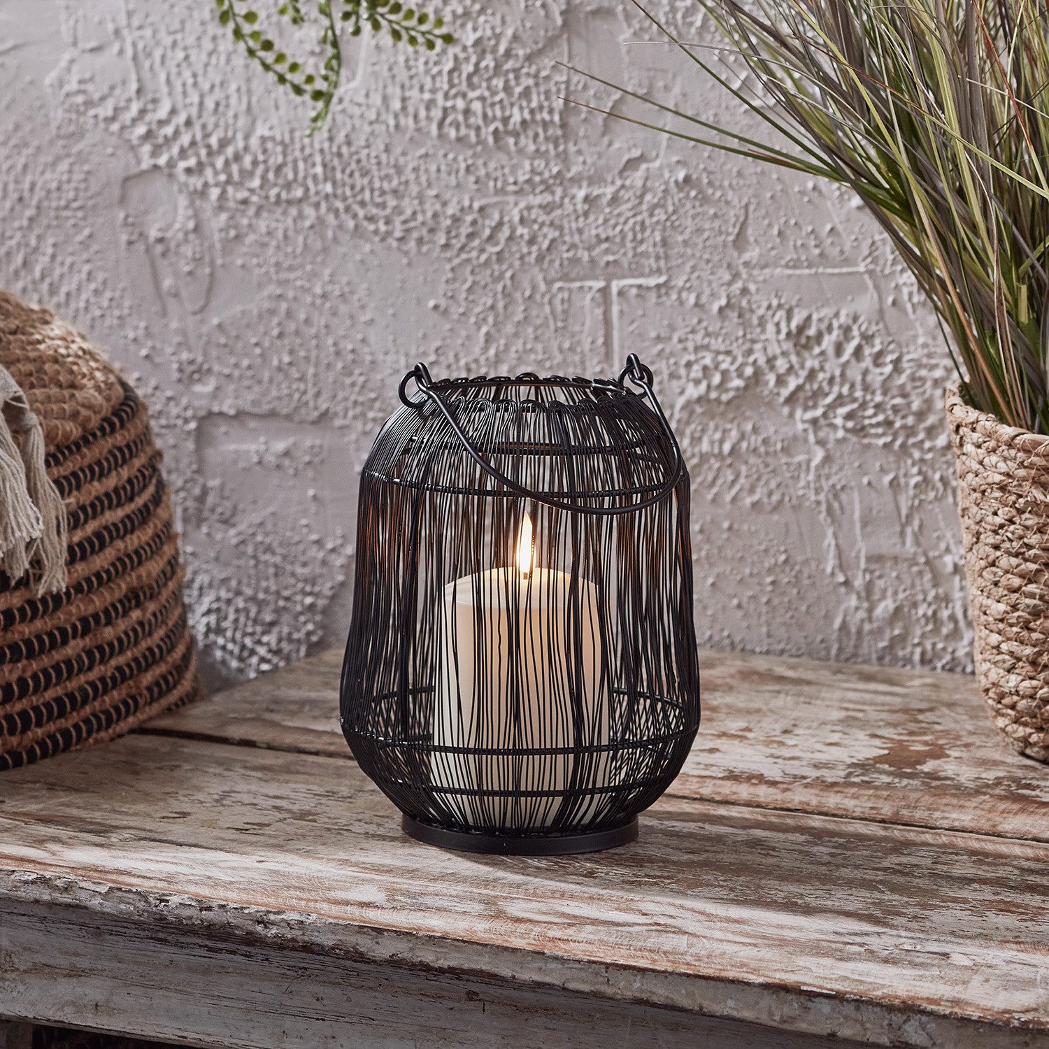 Lights4fun LED Laterne Antonio Gartenlaterne mit weißer TruGlow® Outdoor Kerze