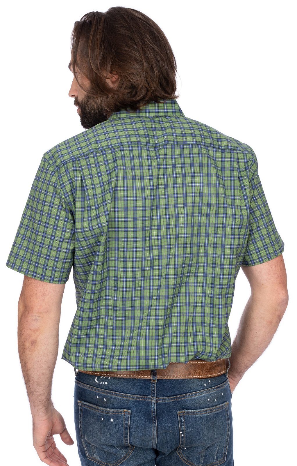 OS-Trachten Trachtenhemd grün Hemd Arm ALEC 1/2 Fit) (Regular