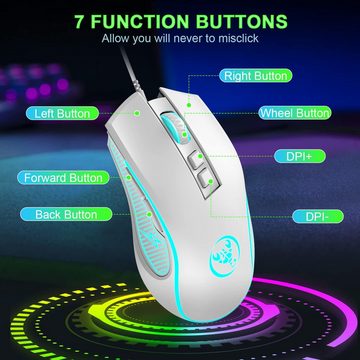 ZIYOU LANG mit Kabel, mäuse, tastaturen & eingabegeräte, Gaming Tastatur- und Maus-Set, mechanische Feel, Tastatur Maus bis zu 3600 DPI, optische 7 Tasten