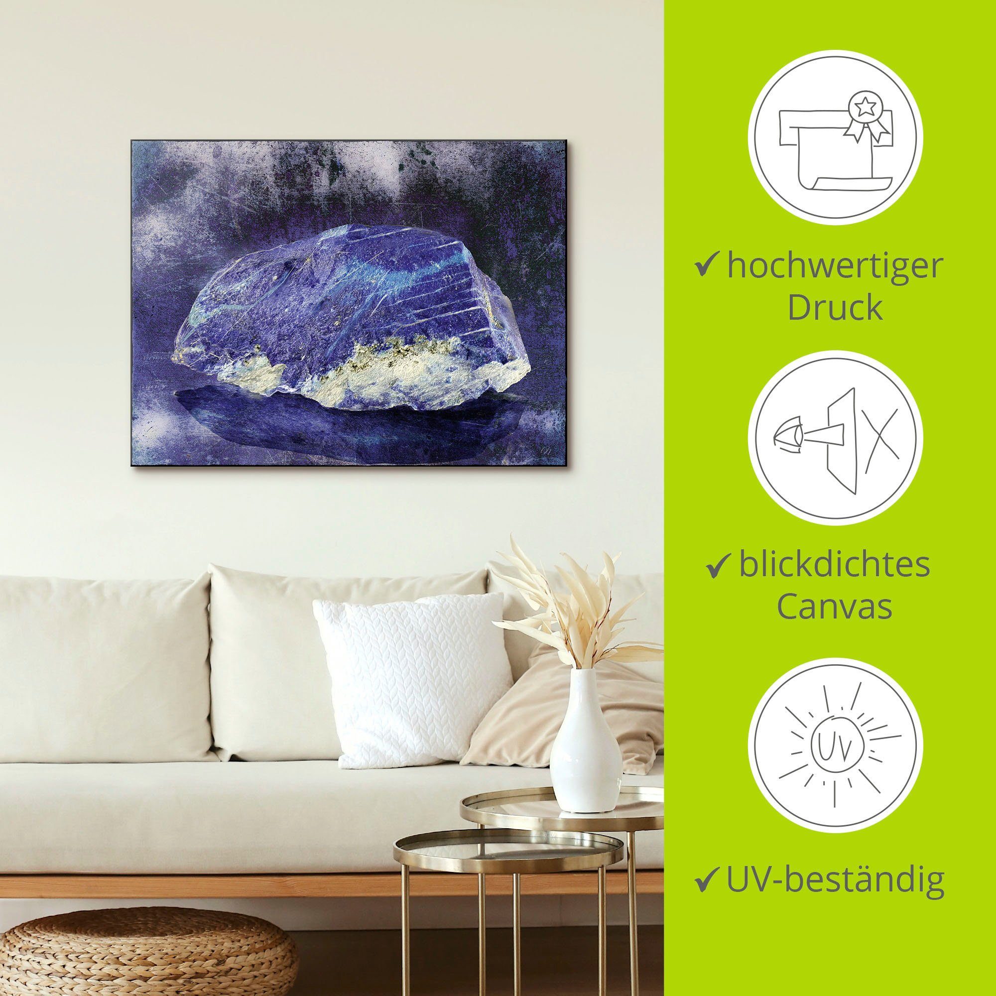 Artland Wandbild Edelstein Lapislazuli, Zen St), Alubild, Poster (1 in Bilder oder Wandaufkleber Größen als versch. Leinwandbild