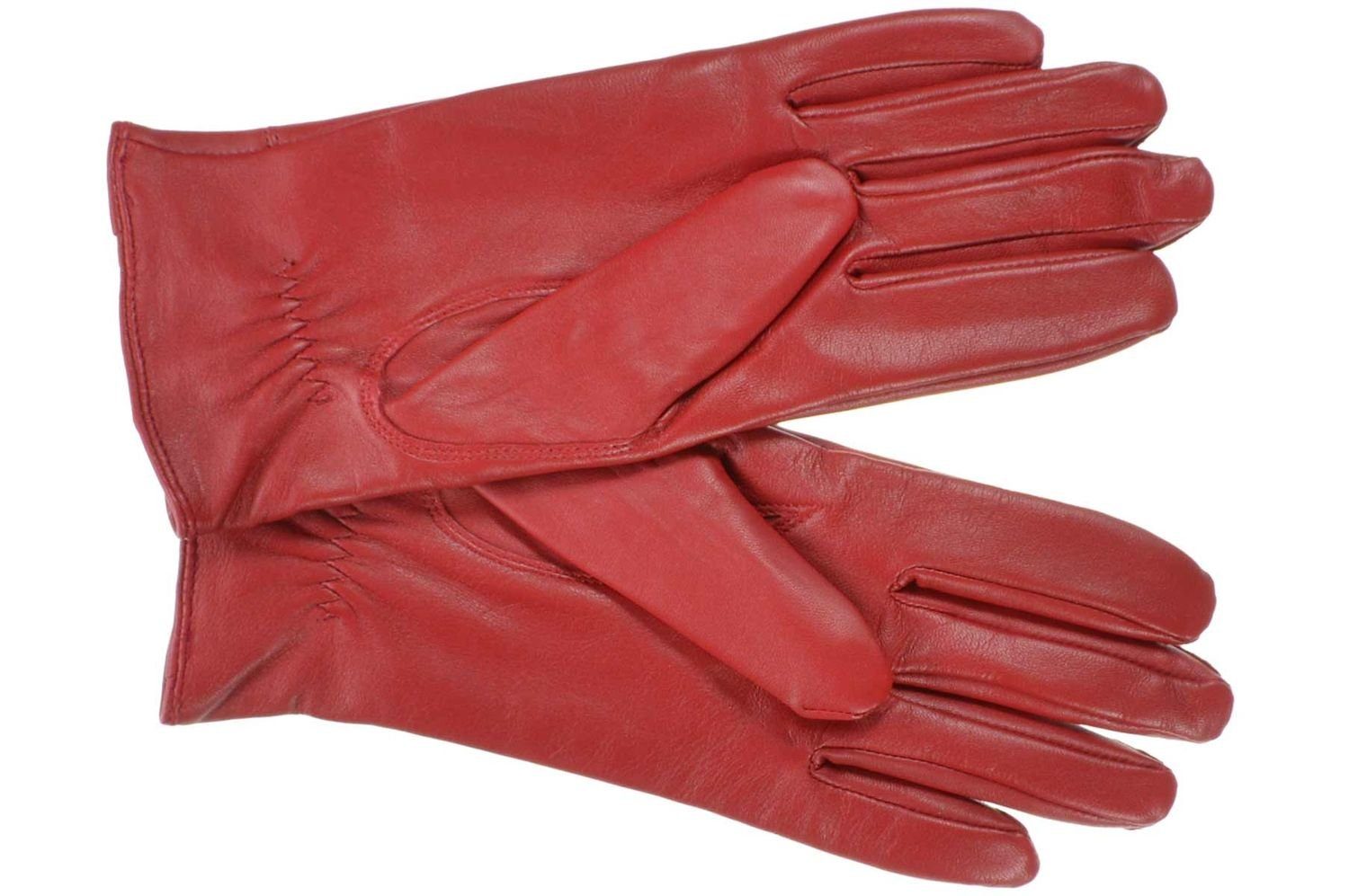 Seeberger Lederhandschuhe Leder Fingerhandschuhe rubin 0021 mit Schaft längerem