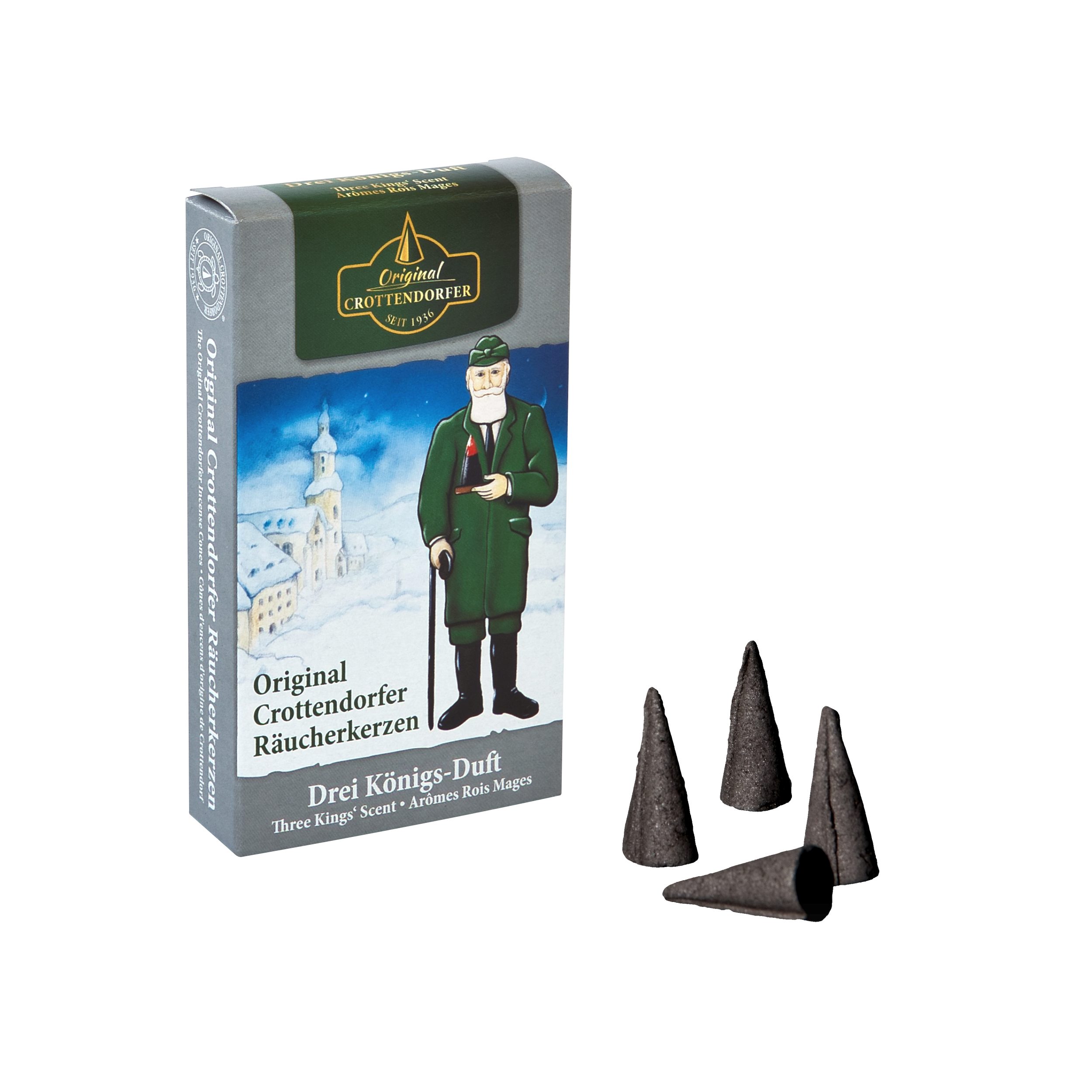 Crottendorfer Räucherkegel Crottendorfer Räucherkerzen 10er-Pack Drei-Königs-Duft (Packung, 10-St., Vorteilspack), 100% Made in Germany