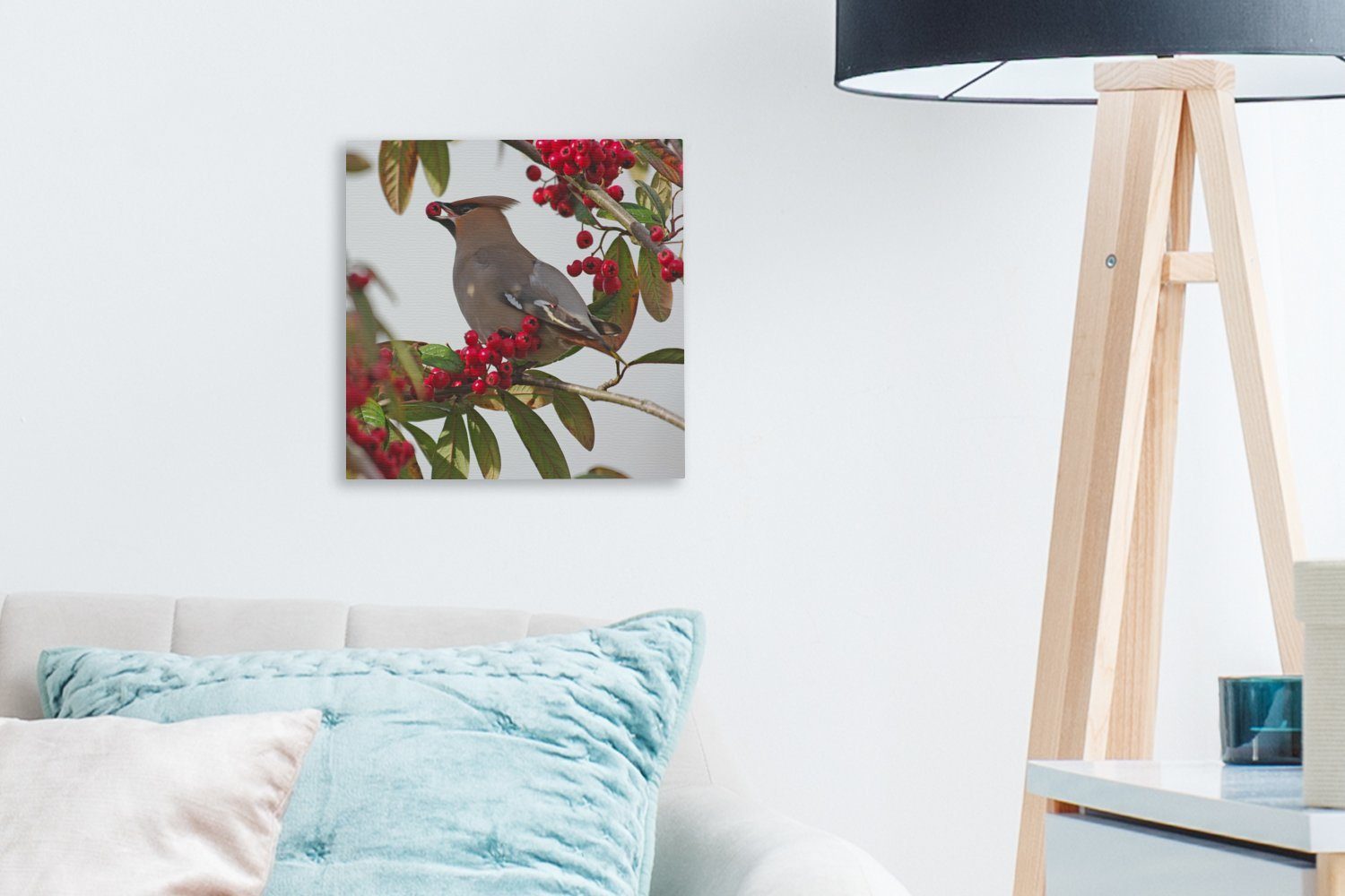 OneMillionCanvasses® Leinwandbild Pestvogel ernährt sich England, Wohnzimmer für Leinwand St), Bilder von Beeren (1 Schlafzimmer in
