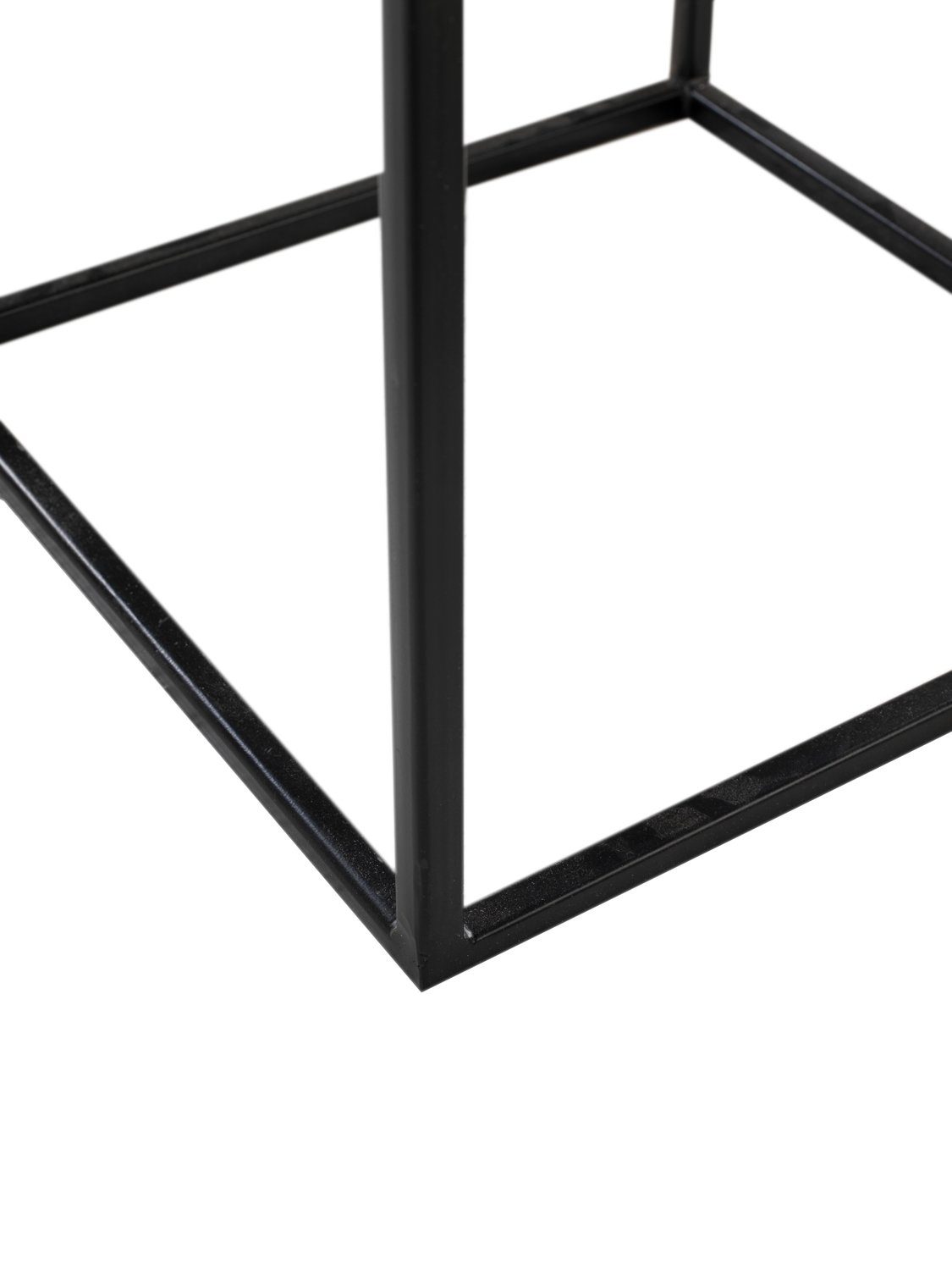 Schwarz, Tischplatte aus H 27 27 50 Home4You x B Metall, cm, x Braun, Mangoholz Beistelltisch, massivem T
