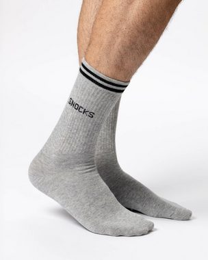 SNOCKS Sportsocken Hohe Tennissocken mit Streifen für Damen & Herren (4-Paar) aus Bio-Baumwolle, stylish für jedes Outfit