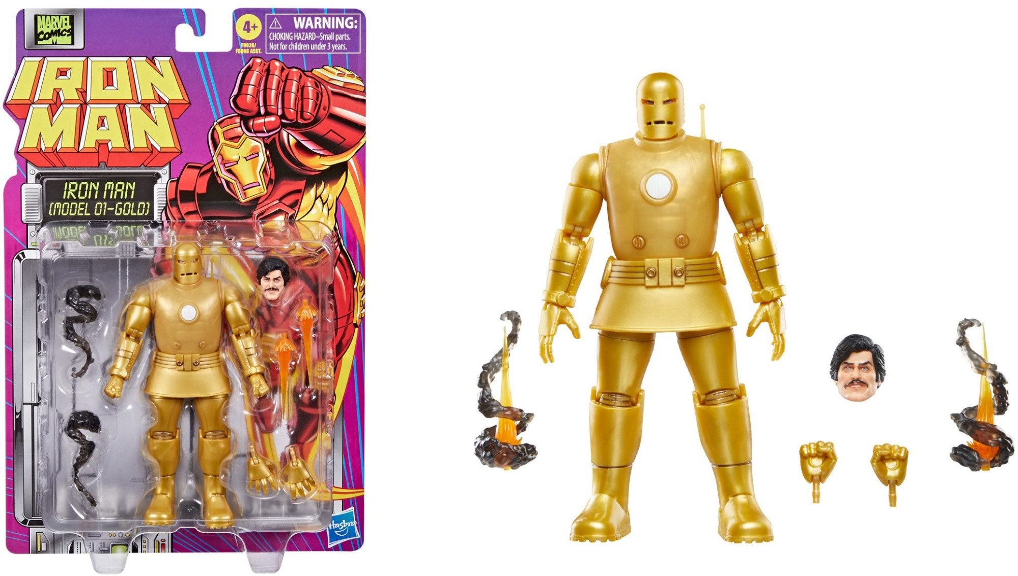 Hasbro Actionfigur Marvel Legends Retro Iron Man Wave Iron Man (Model 01-Gold) 6 Inch Act