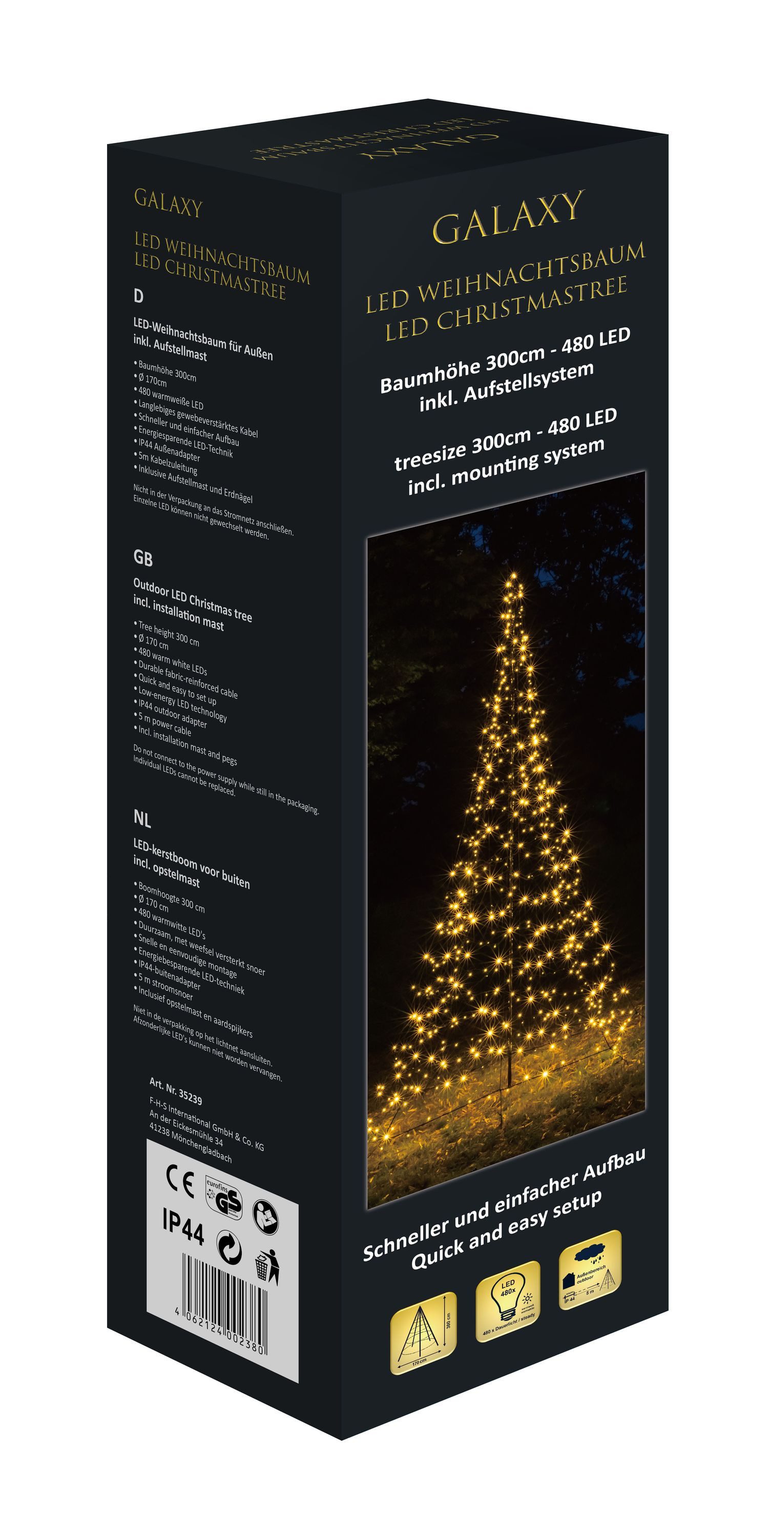 FHS Künstlicher Weihnachtsbaum Star-Max Galaxy LED-Tannenbaum 300 cm, Durchmesser ca. 170cm 35239T