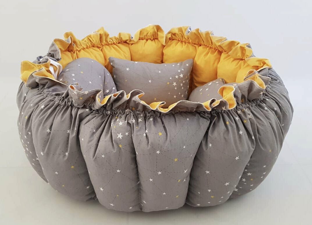 Baby Fancyroom Bettnestchen 2in1 Spielmatte Nestchen Babynestchen Babynest Kuschelnest, (4-tlg. Set mit 3 Motivkissen, dicke Spielmatte Krabbeldecke Spieldecke Kuschelnest), Handmade with Love