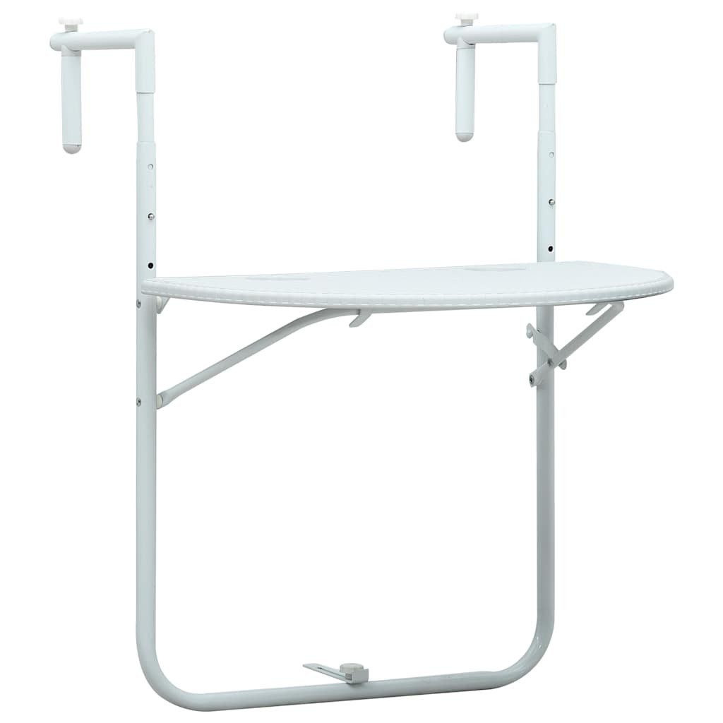 furnicato Balkonhängetisch Weißer Hängetisch 60x64x83,5 cm mit höhenverstellbarer (1-St), Wetterfester Outdoor-Tisch, klappbar und in der Höhe verstellbar