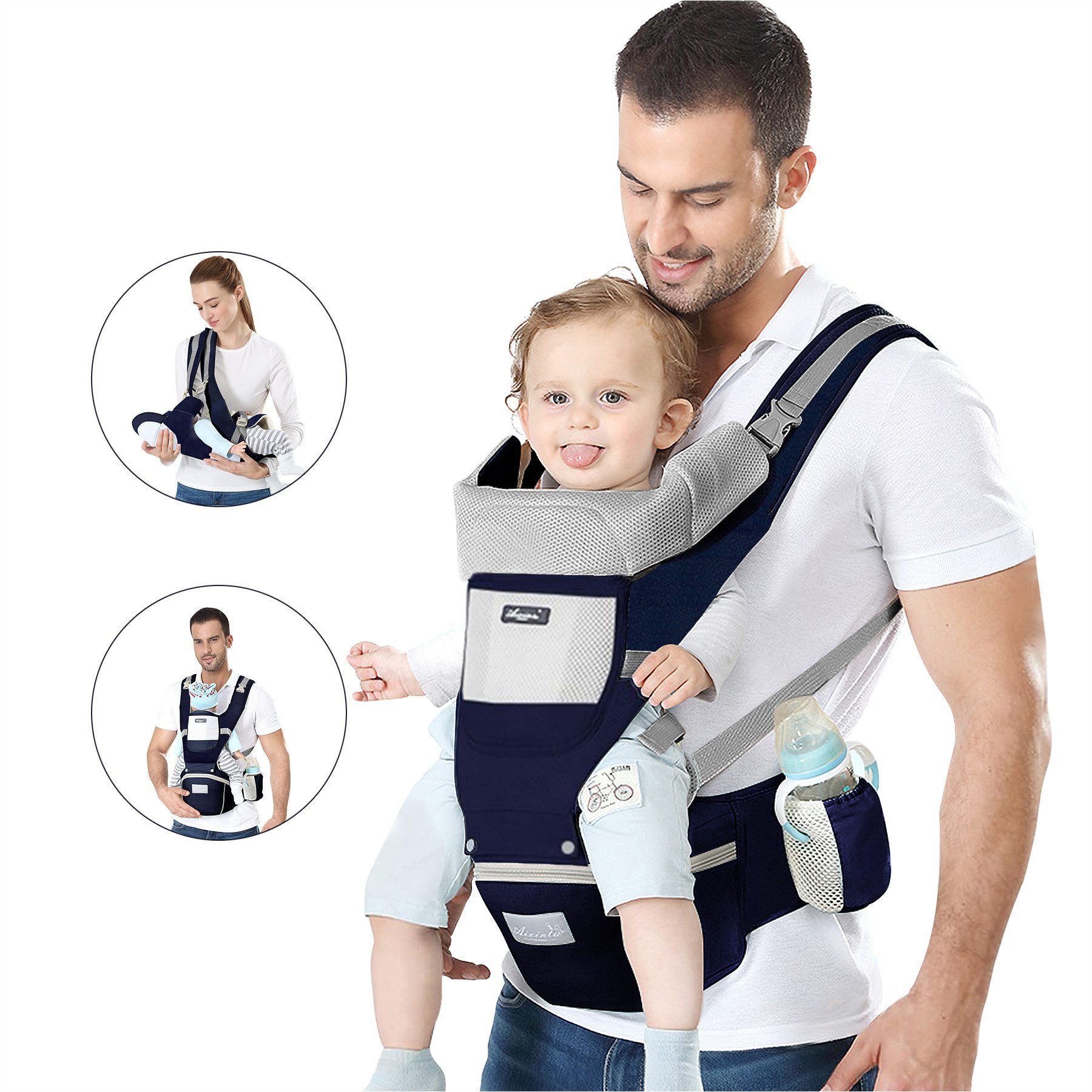 Bauchtrage Babytrage mit abnehmbarem Hüftsitz