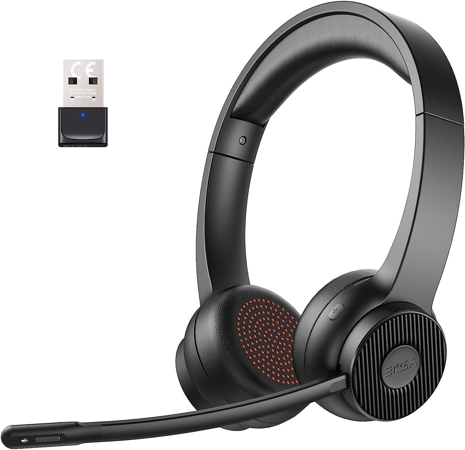 kabellos Noise Cancelling, Headset headset für mit pc EKSA kopfhörer Gaming-Headset Mikrofon AI Bluetooth-Headset, Wireless (Wireless skype mit mikrofon laptop)