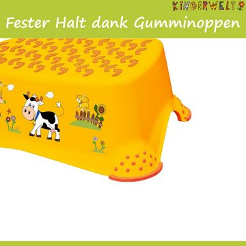 KiNDERWELT Tritthocker Premium Tritthocker Funny apricot stabiler Hocker für Kinder