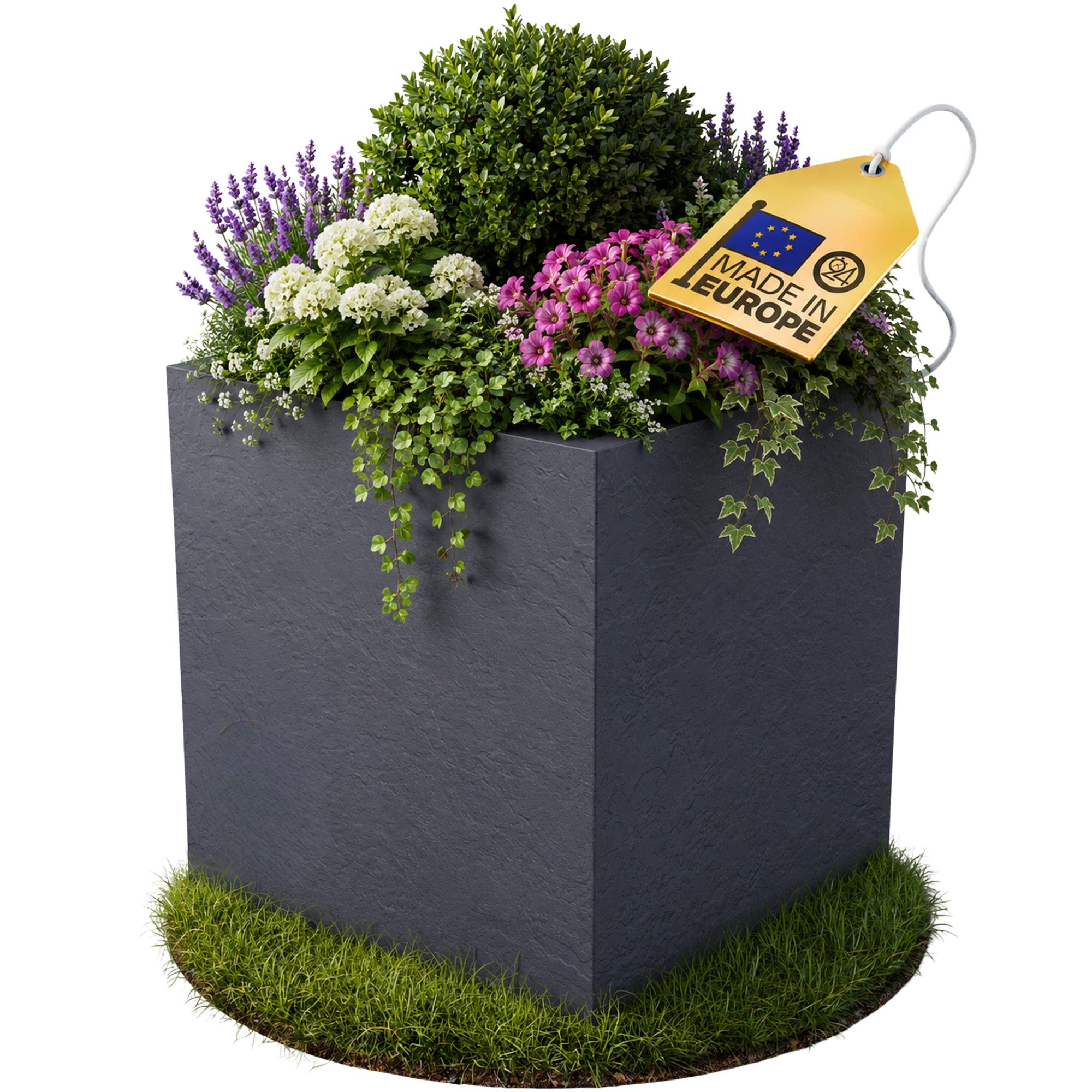 ONDIS24 Blumenkasten Ondis24 Pflanzkübel Vulkan Pierre 50 (1 St), 50x50x50 cm, in Vulkanstein/Basalt-Optik mit Wasserspeicher