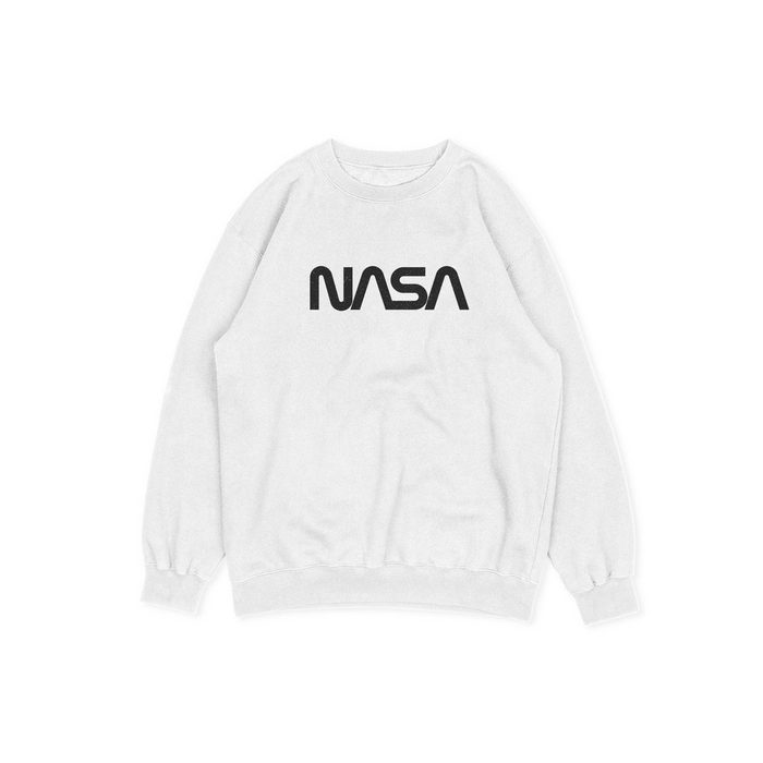 Supa Hype Sweater NASA Black Worm Herren Sweatshirt Farbe Weiß (1-tlg) aus reiner Baumwolle mit Frontprint